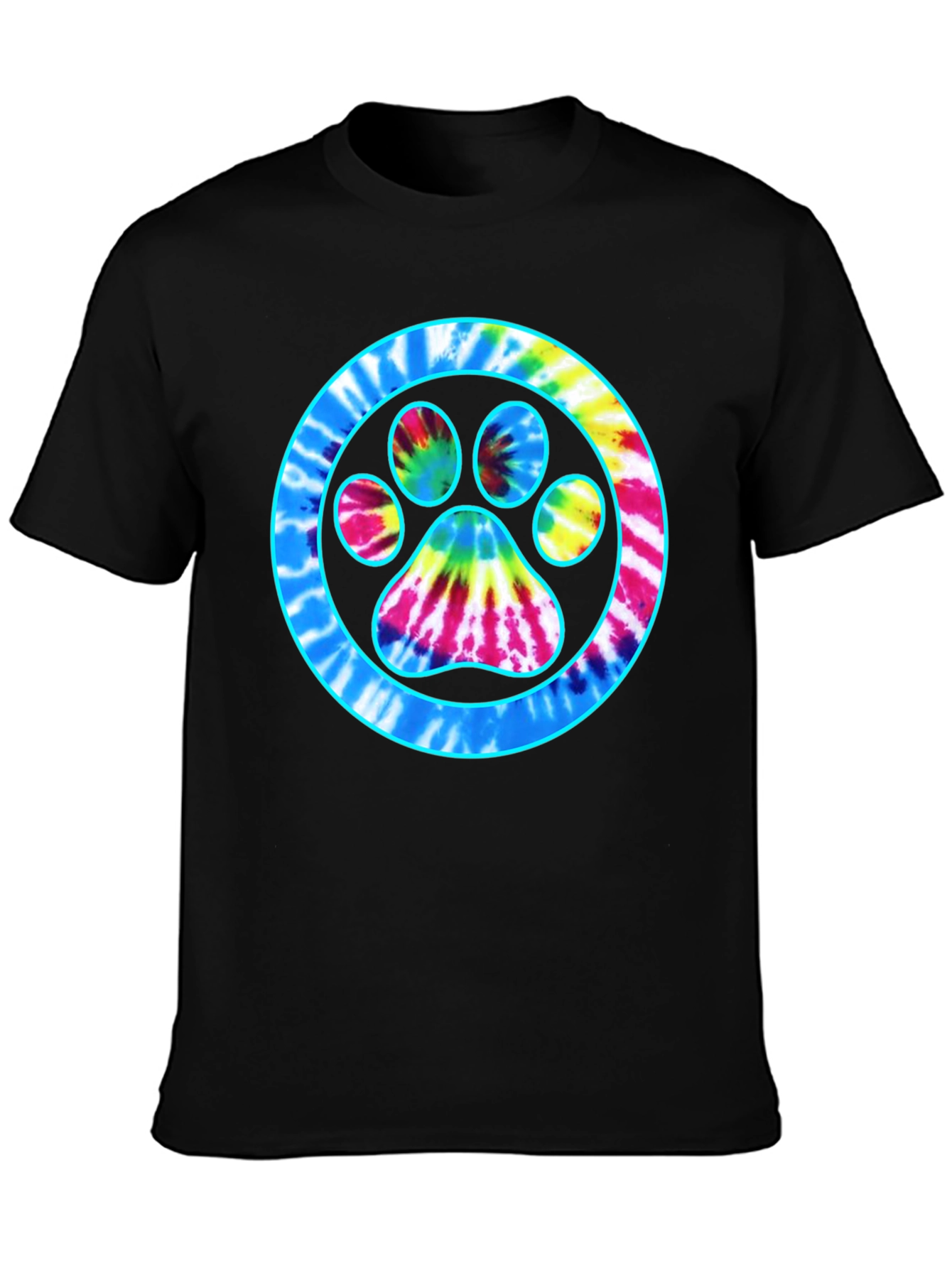Tie-Dye Paw Print Graphic Tee - Casual Comfort