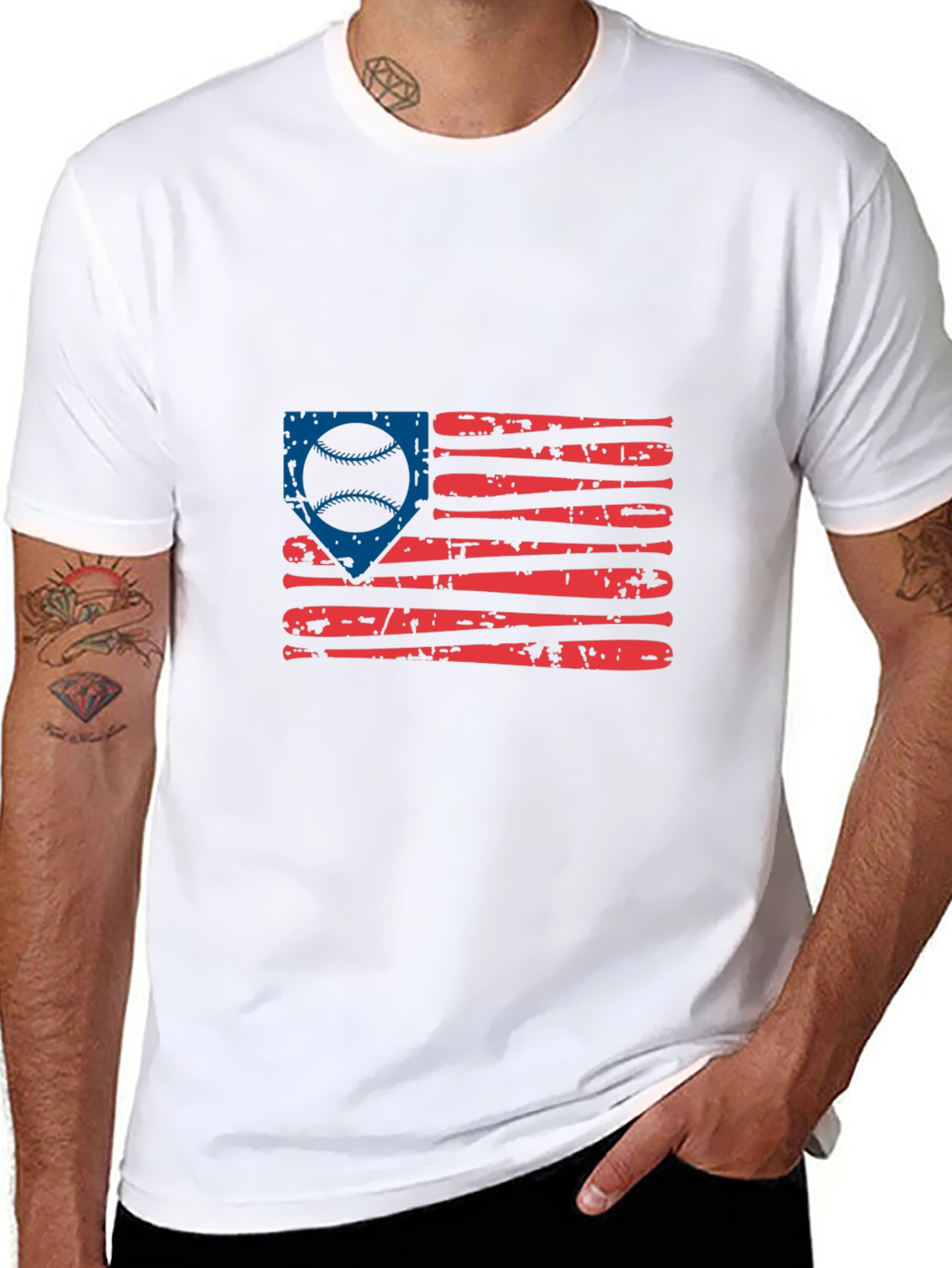 Baseball American Flag Graphic Tee