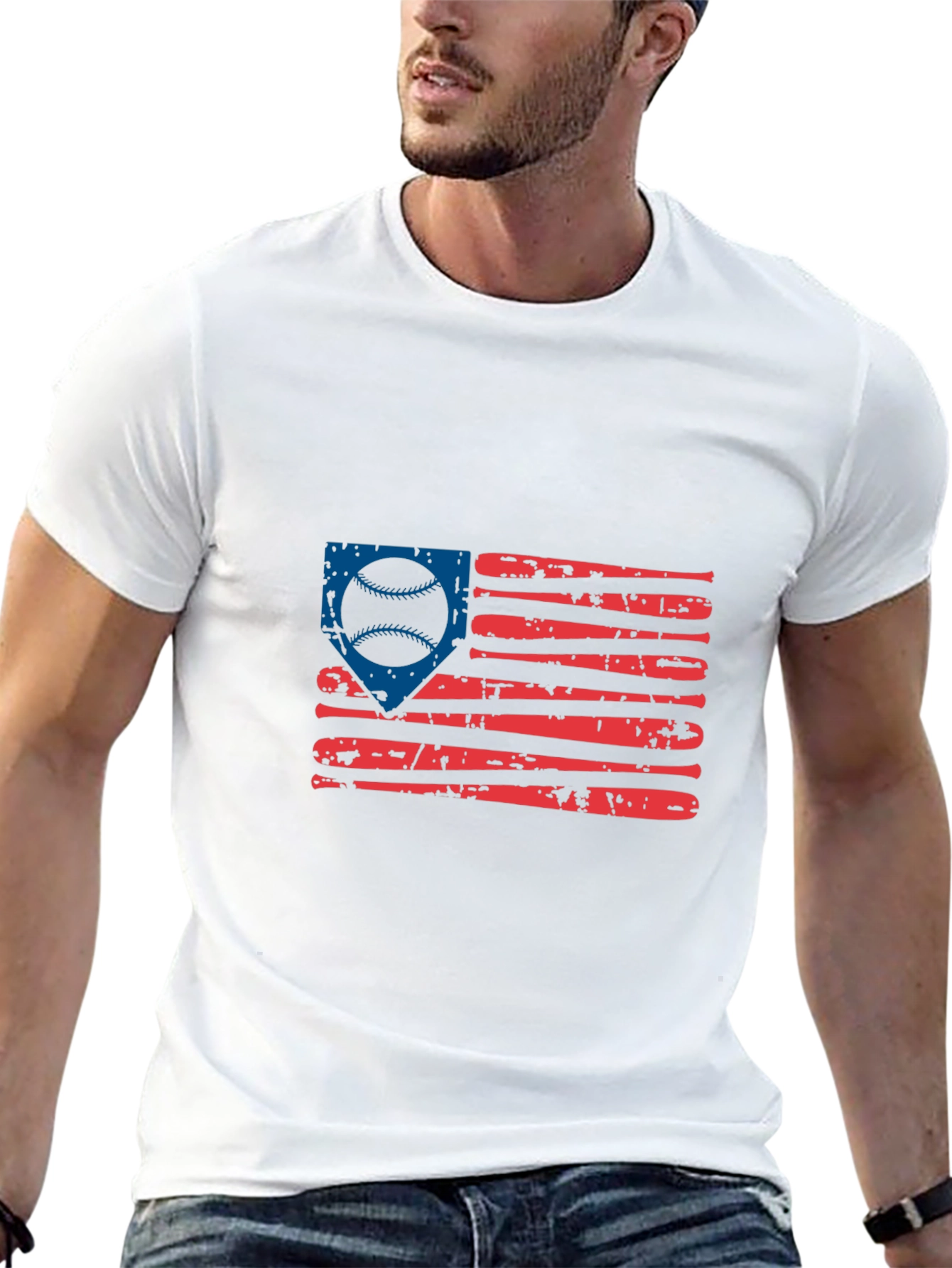 Baseball American Flag Graphic Tee