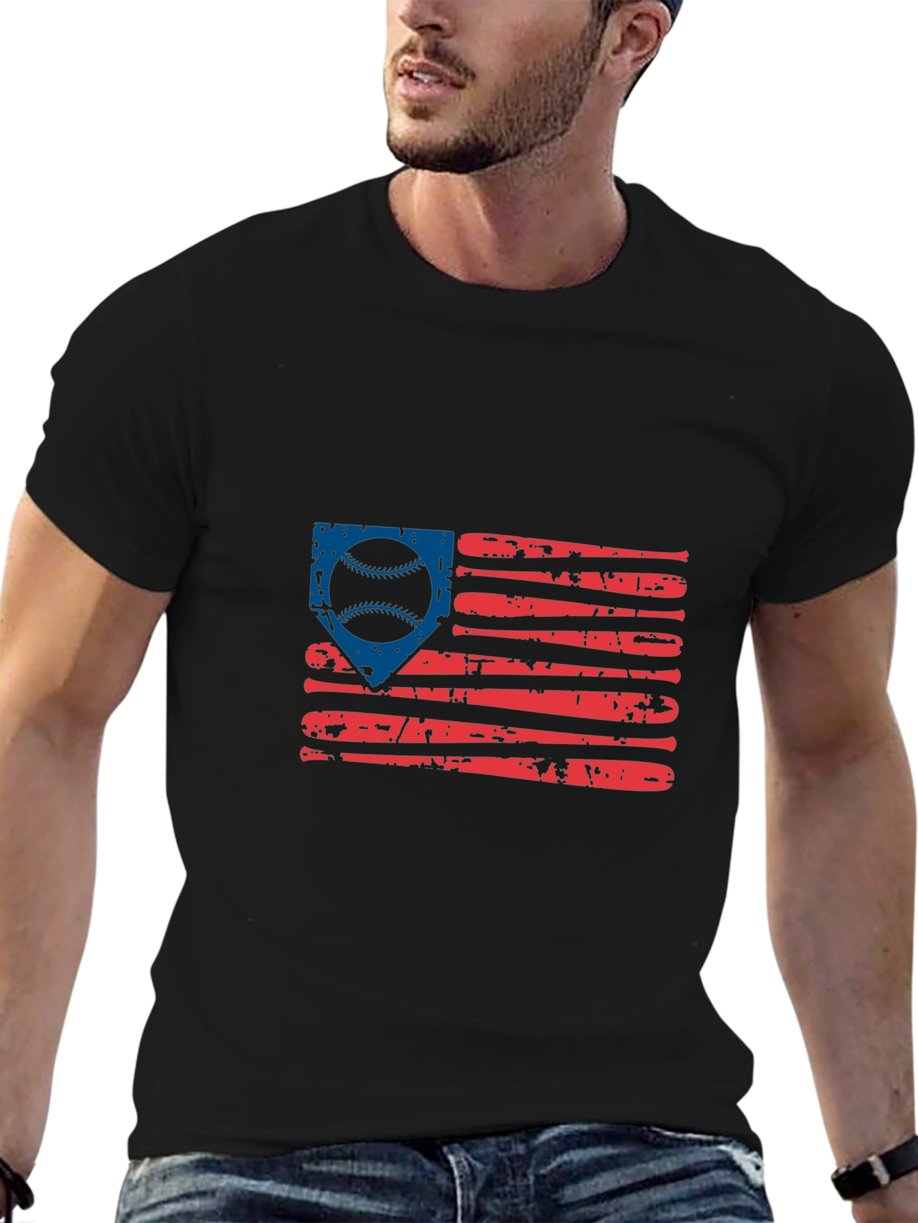 Baseball American Flag Graphic Tee