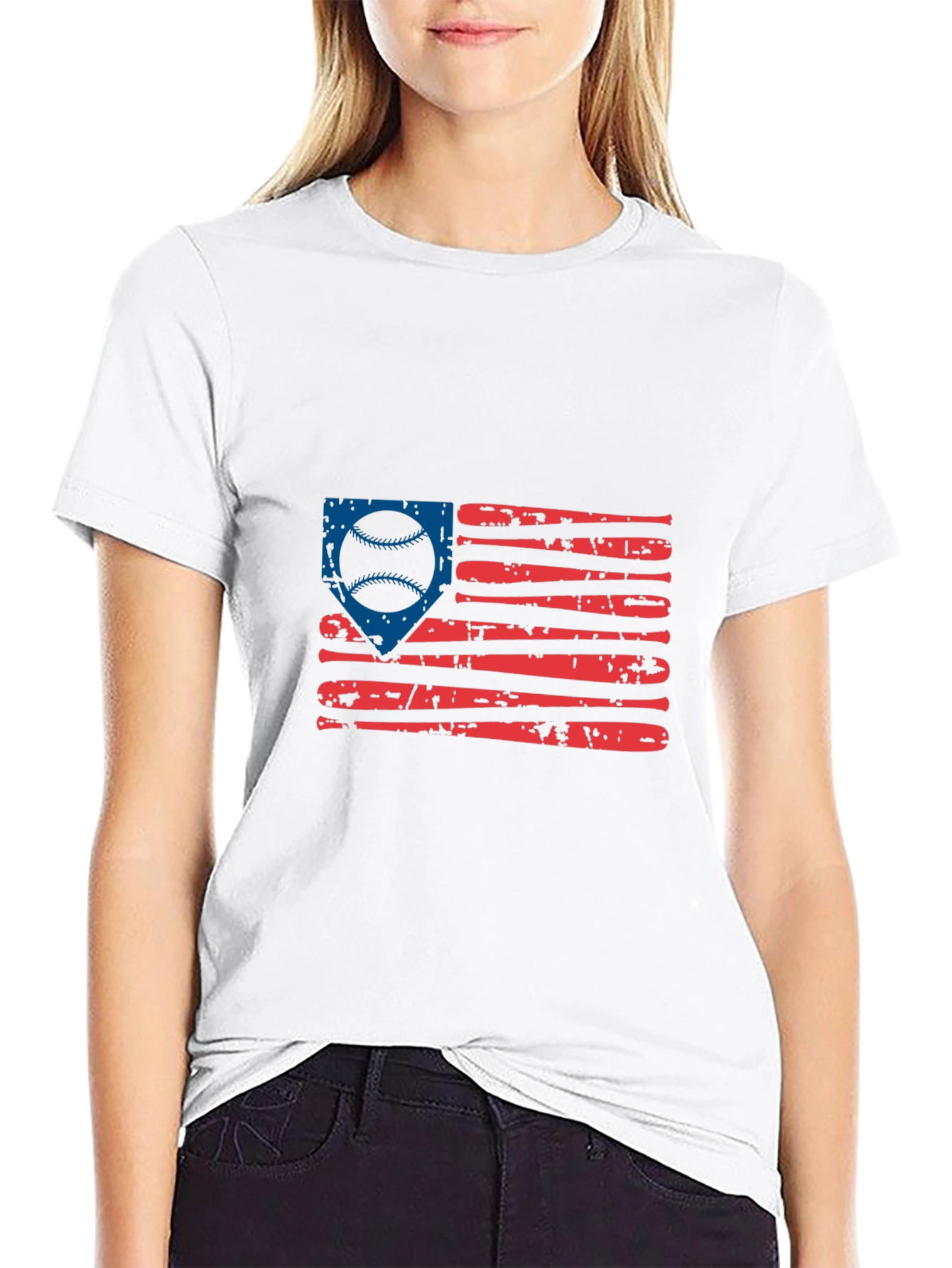 Baseball American Flag Graphic Tee