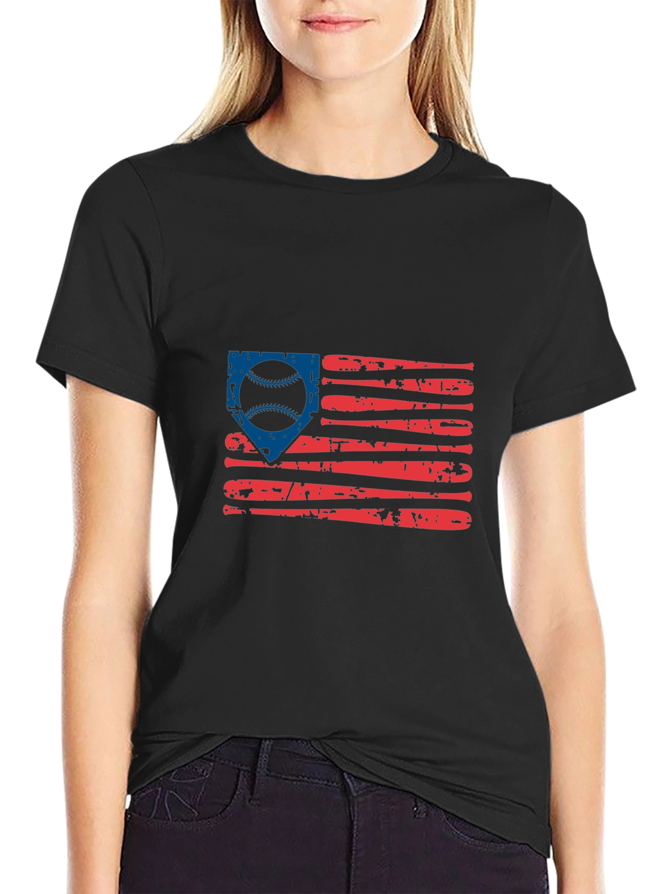 Baseball American Flag Graphic Tee