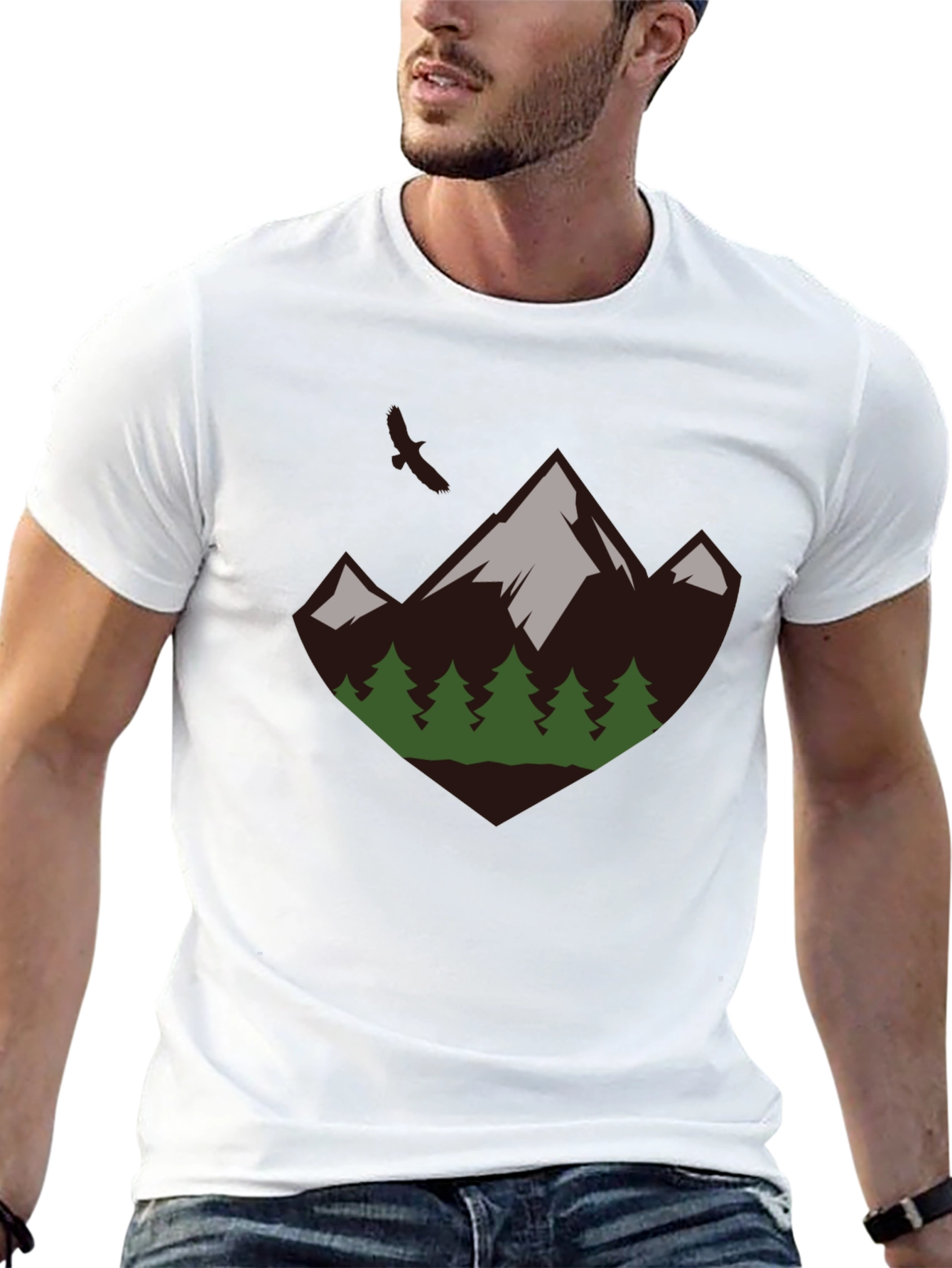 Mountain & Trees Graphic Tee - Nature Adventure Shirt