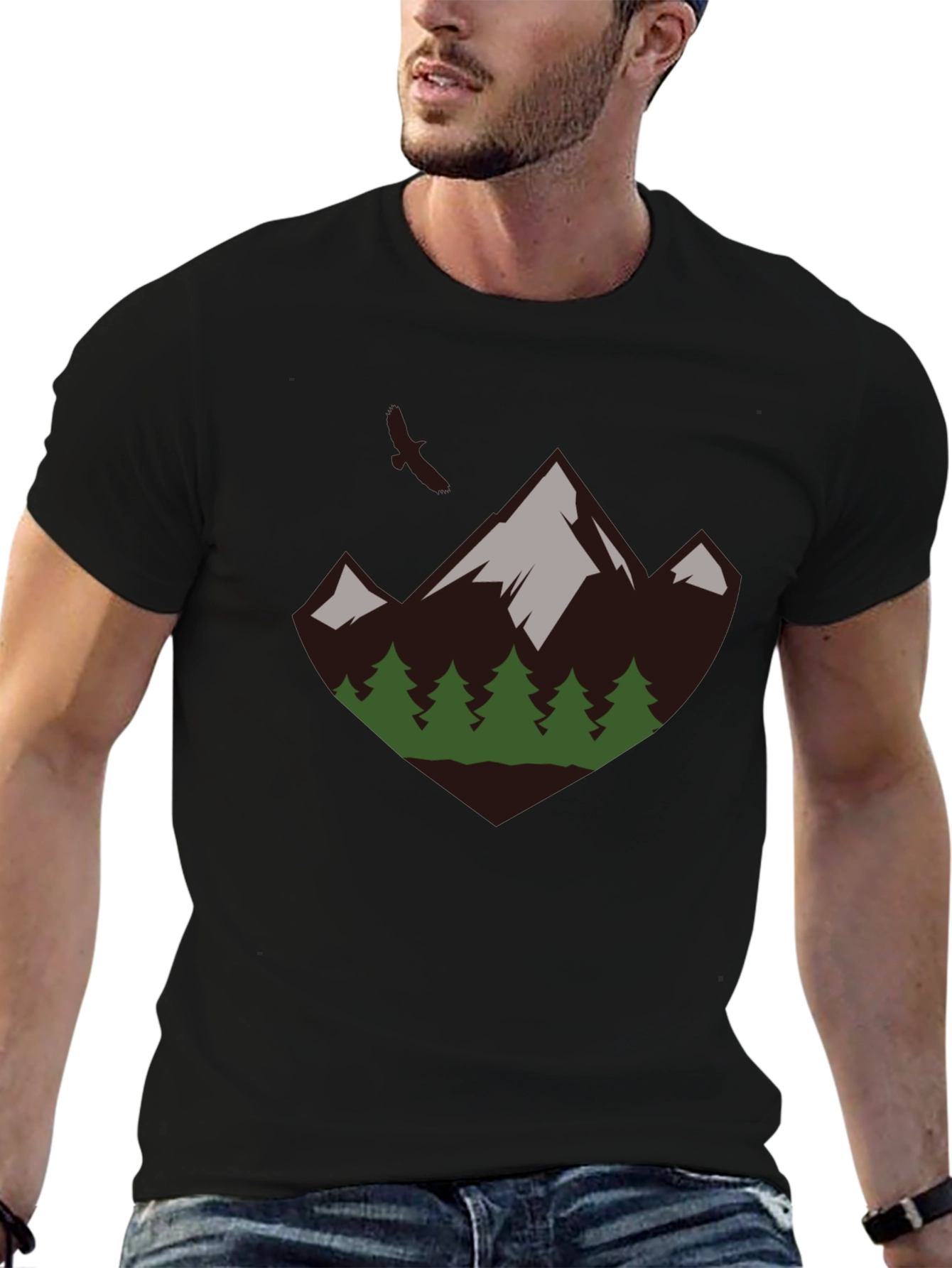 Mountain & Trees Graphic Tee - Nature Adventure Shirt