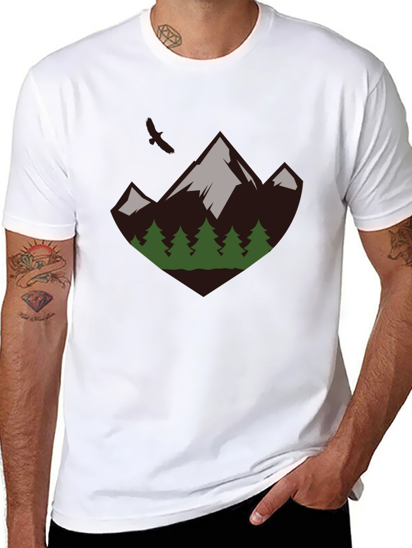 Mountain & Trees Graphic Tee - Nature Adventure Shirt