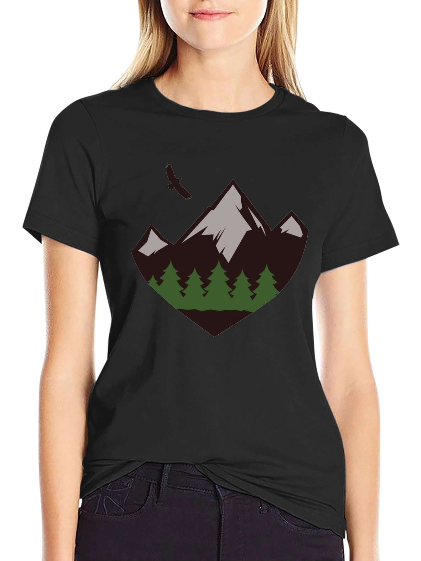 Mountain & Trees Graphic Tee - Nature Adventure Shirt