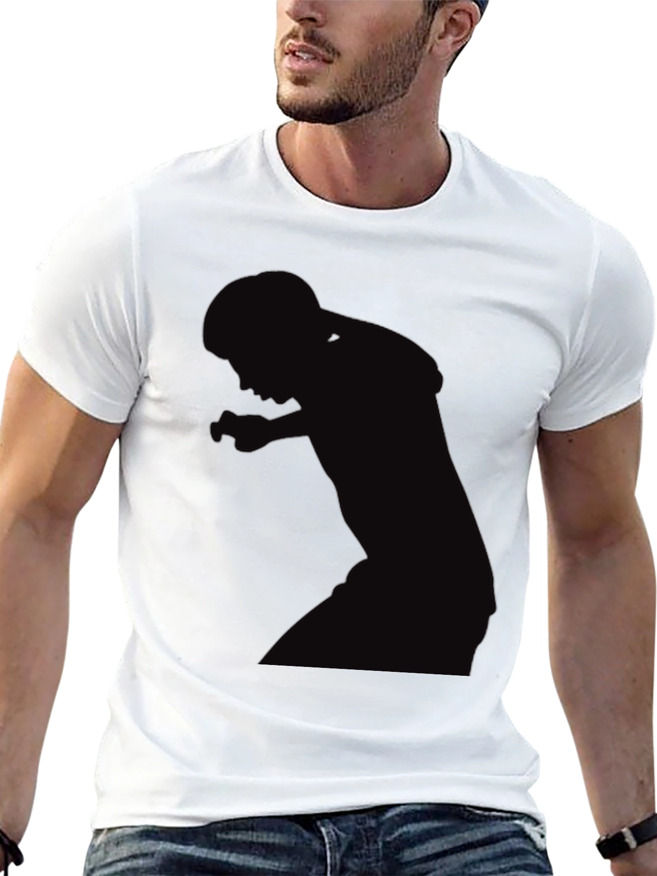 Mens Black Graphic Tee - Silhouette Design