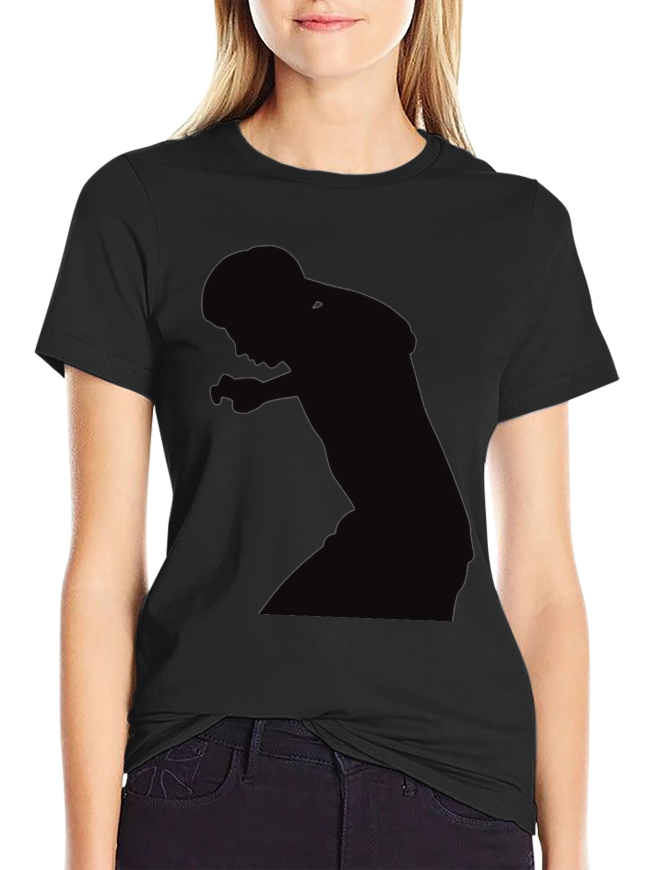 Mens Black Graphic Tee - Silhouette Design