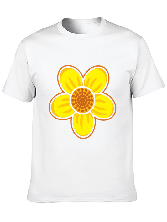 Black T-Shirt with Bold Flower Graphic