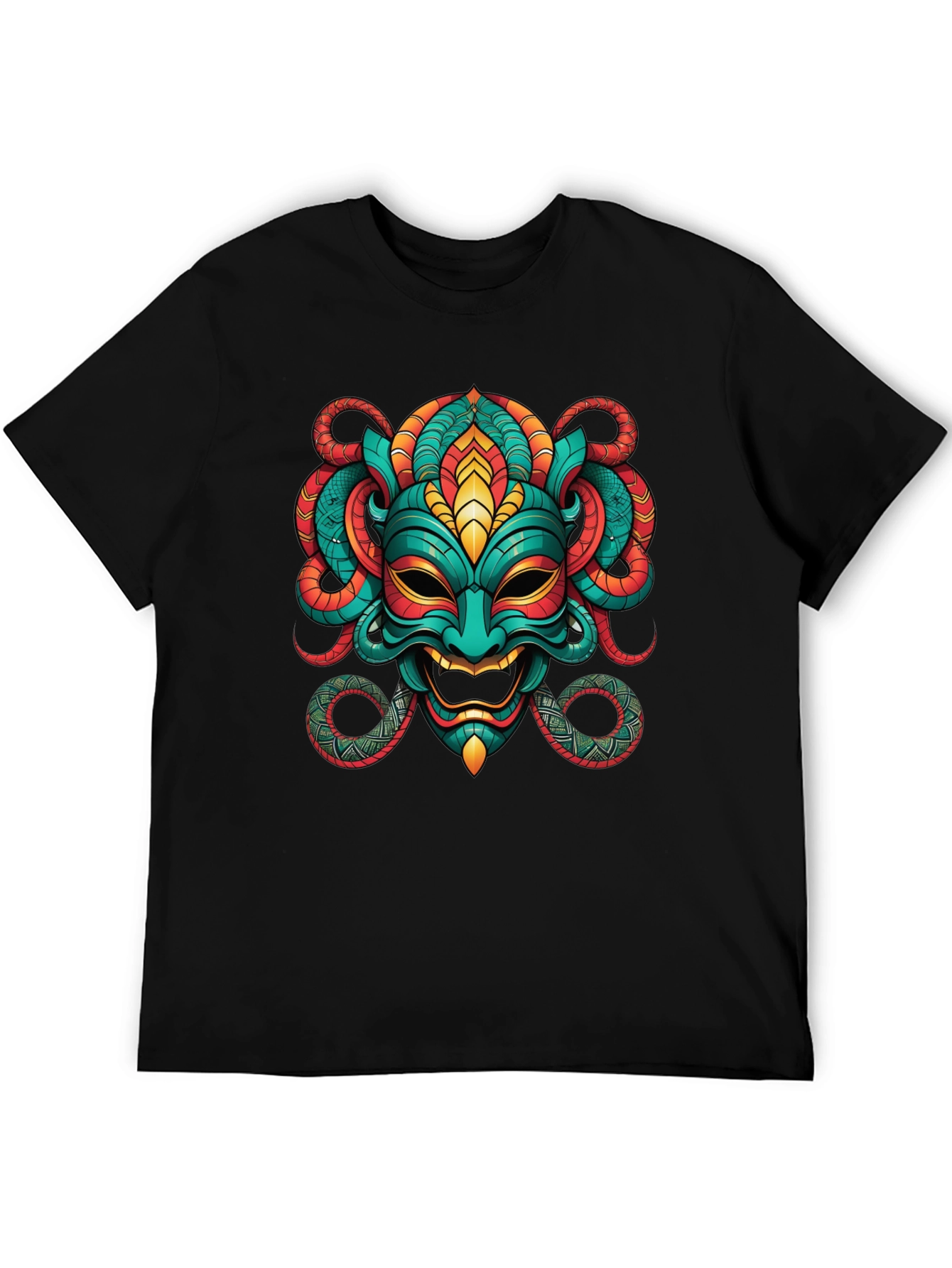Bold Graphic Tee - Exotic Mask Design