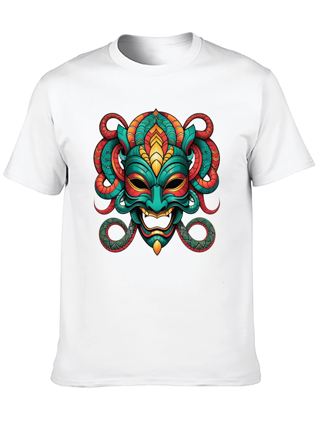 Bold Graphic Tee - Exotic Mask Design