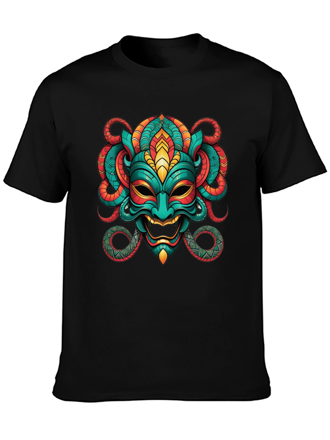 Bold Graphic Tee - Exotic Mask Design