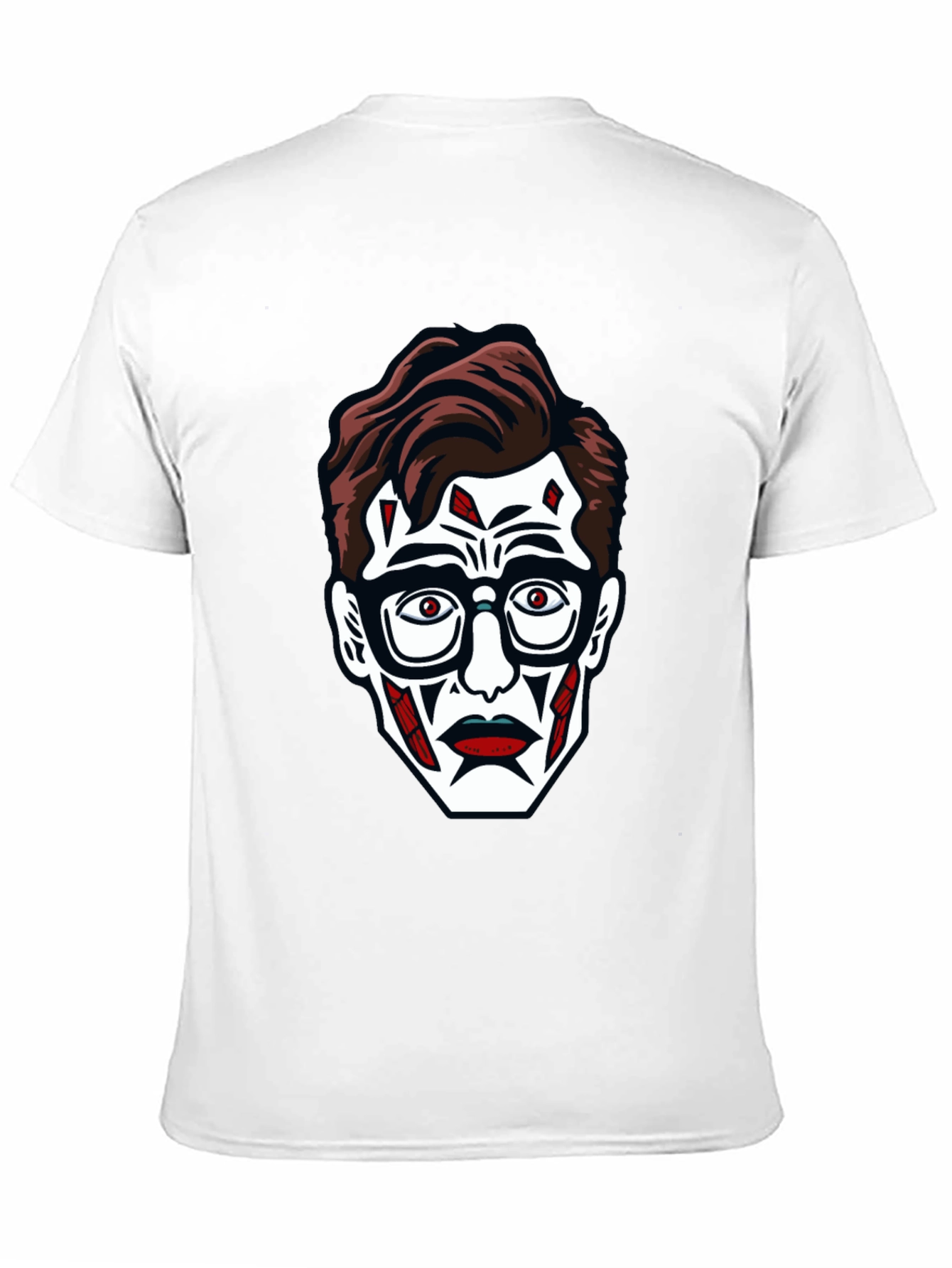 Graphic Tee: Creepy Face Print Black T-Shirt