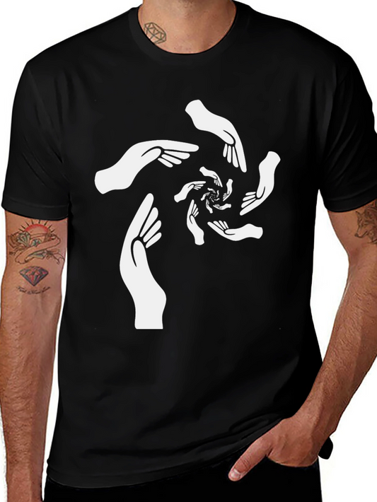 Abstract Hands Graphic Tee - Unique Black T-Shirt