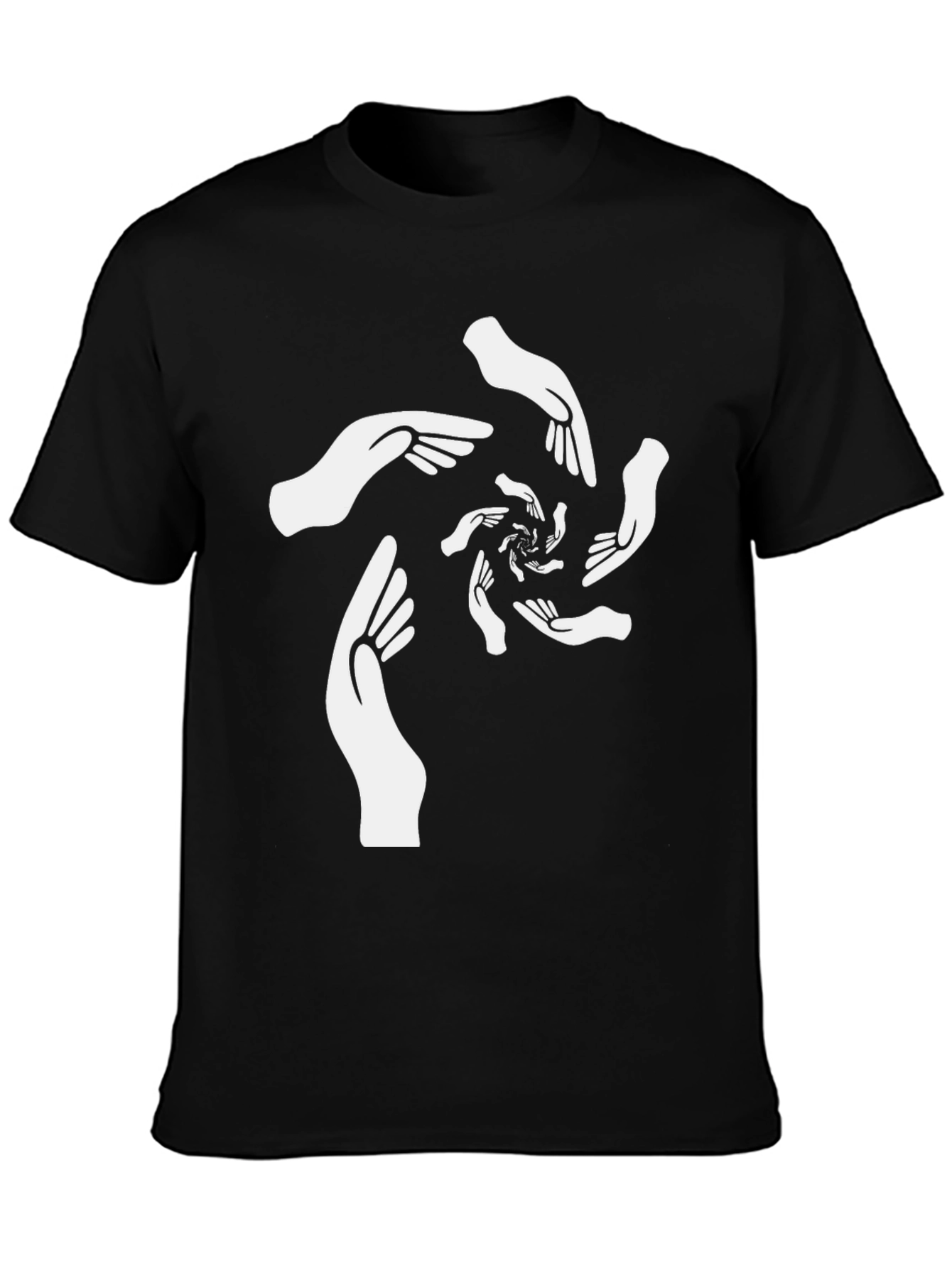 Abstract Hands Graphic Tee - Unique Black T-Shirt