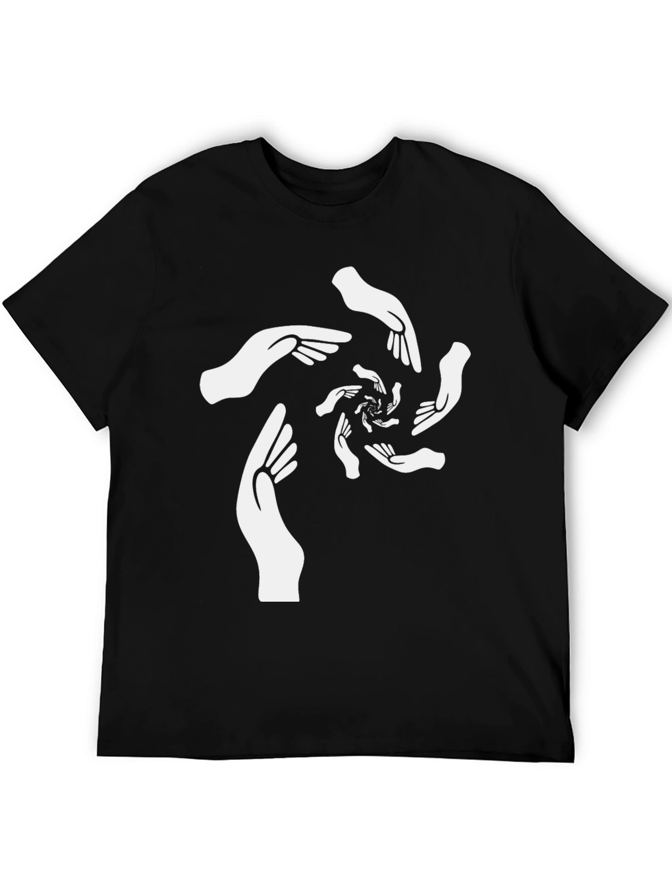 Abstract Hands Graphic Tee - Unique Black T-Shirt