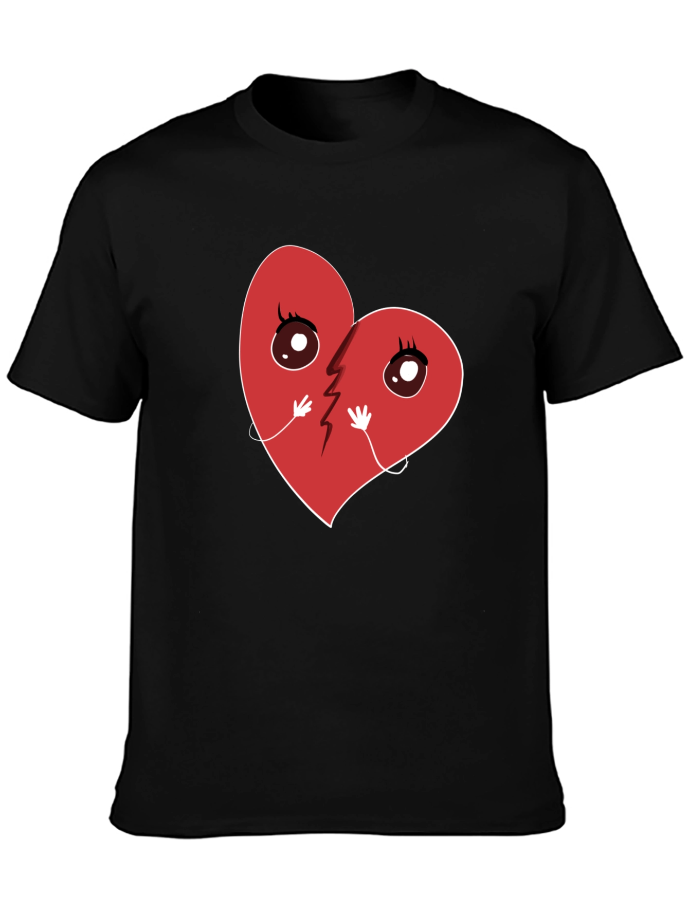 Broken Heart Cartoon Graphic T-Shirt - Unisex Casual Tee