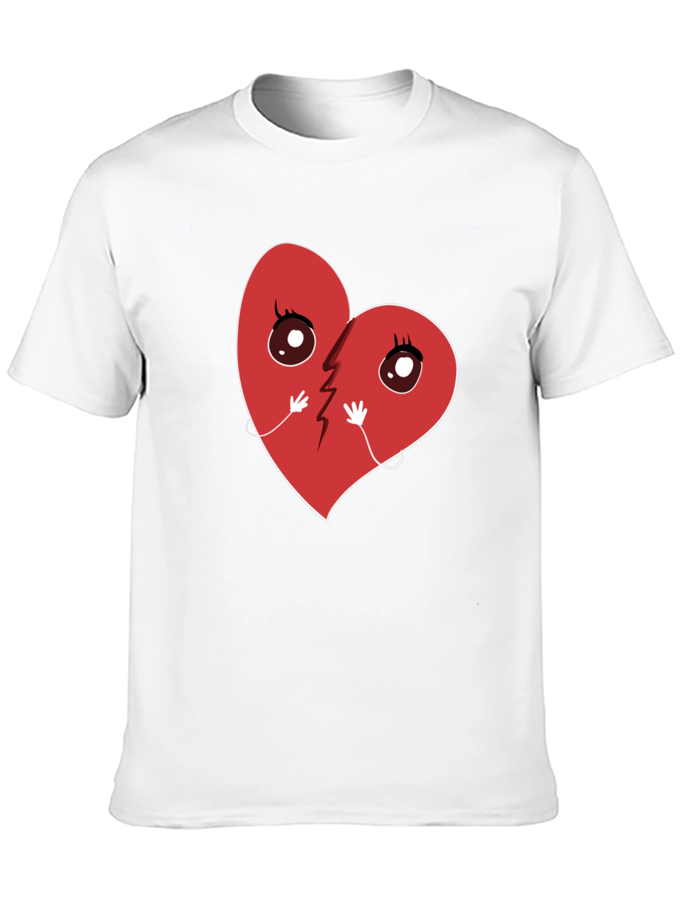 Broken Heart Cartoon Graphic T-Shirt - Unisex Casual Tee