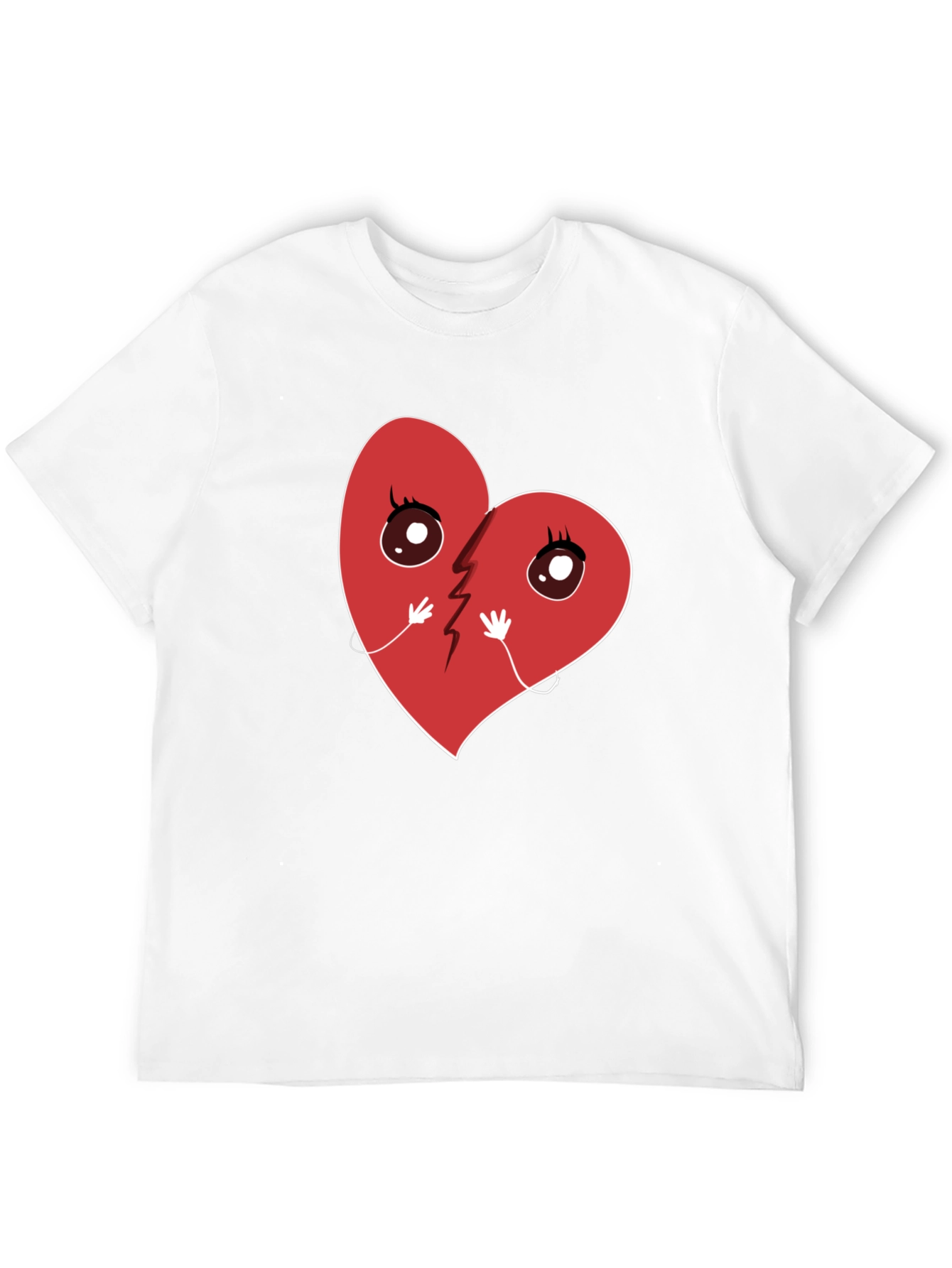 Broken Heart Cartoon Graphic T-Shirt - Unisex Casual Tee