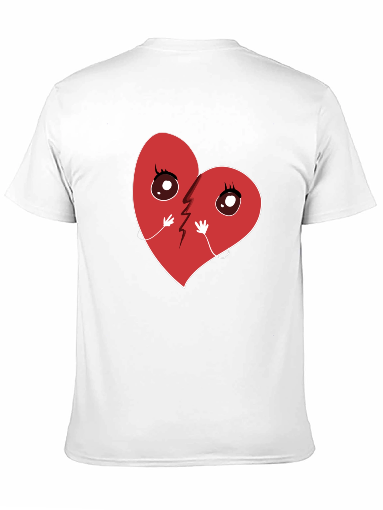Broken Heart Cartoon Graphic T-Shirt - Unisex Casual Tee