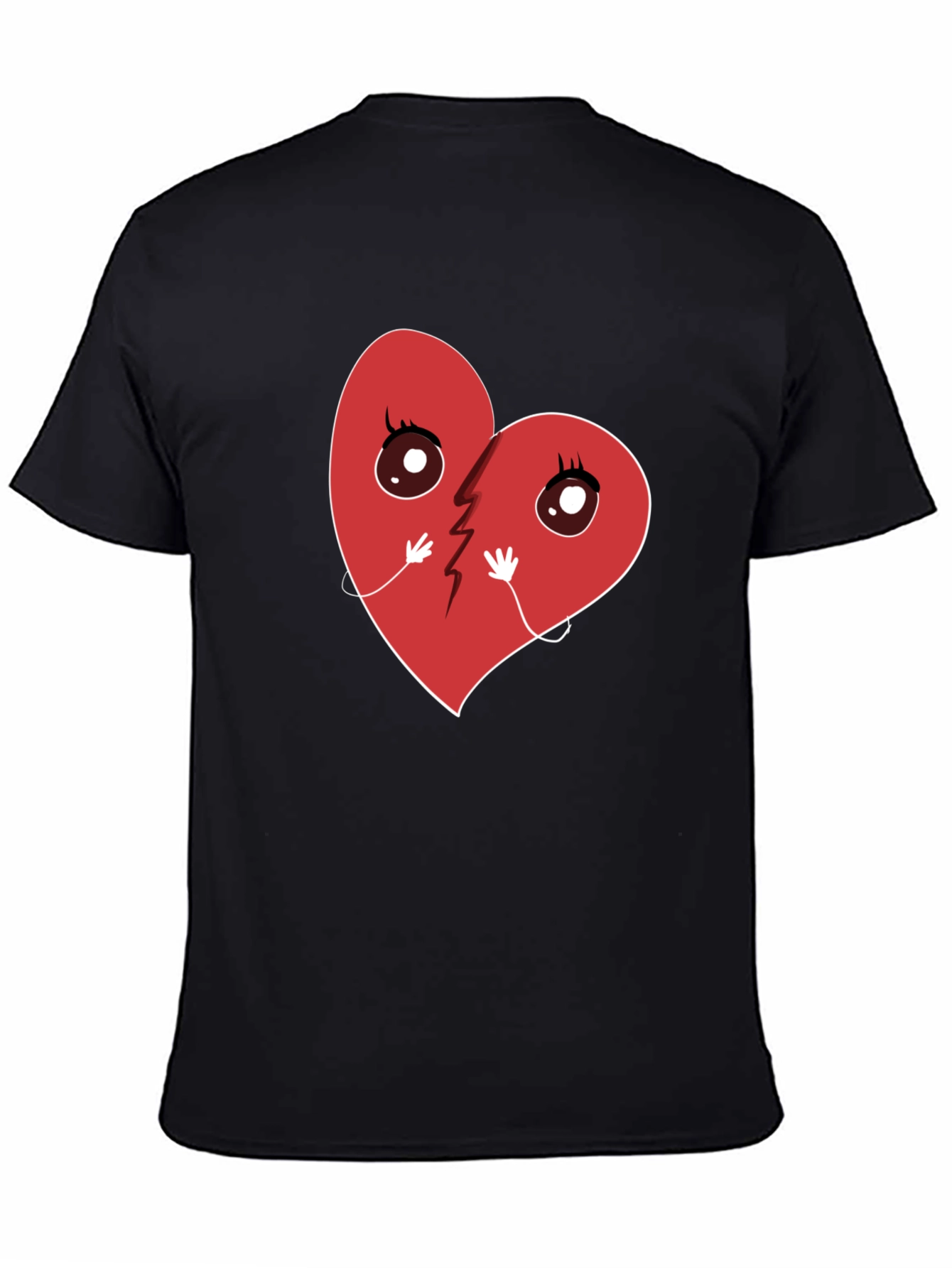 Broken Heart Cartoon Graphic T-Shirt - Unisex Casual Tee