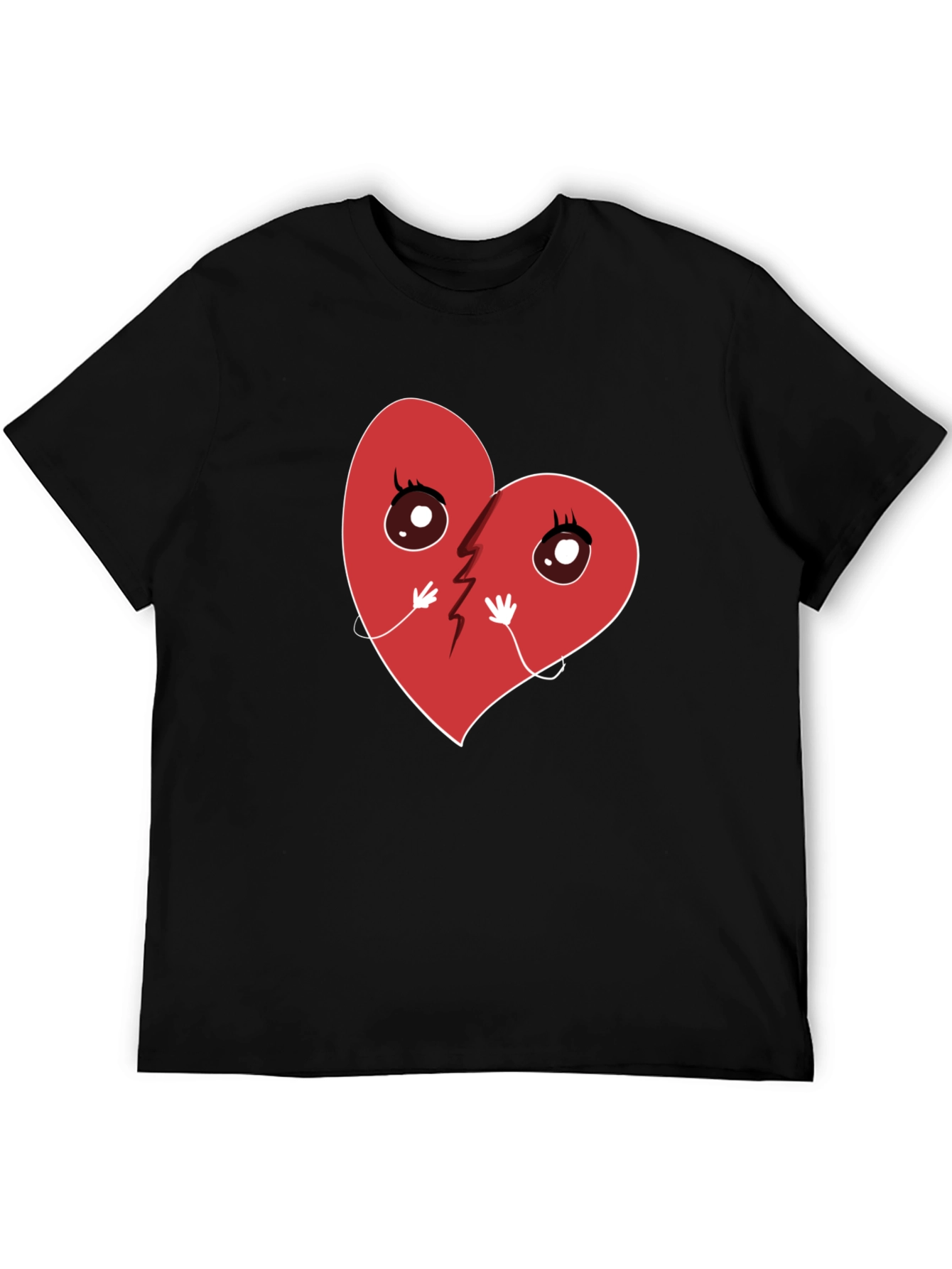 Broken Heart Cartoon Graphic T-Shirt - Unisex Casual Tee