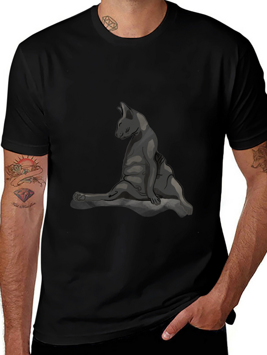 Cat Yoga Pose Graphic Tee - Relaxed Fit