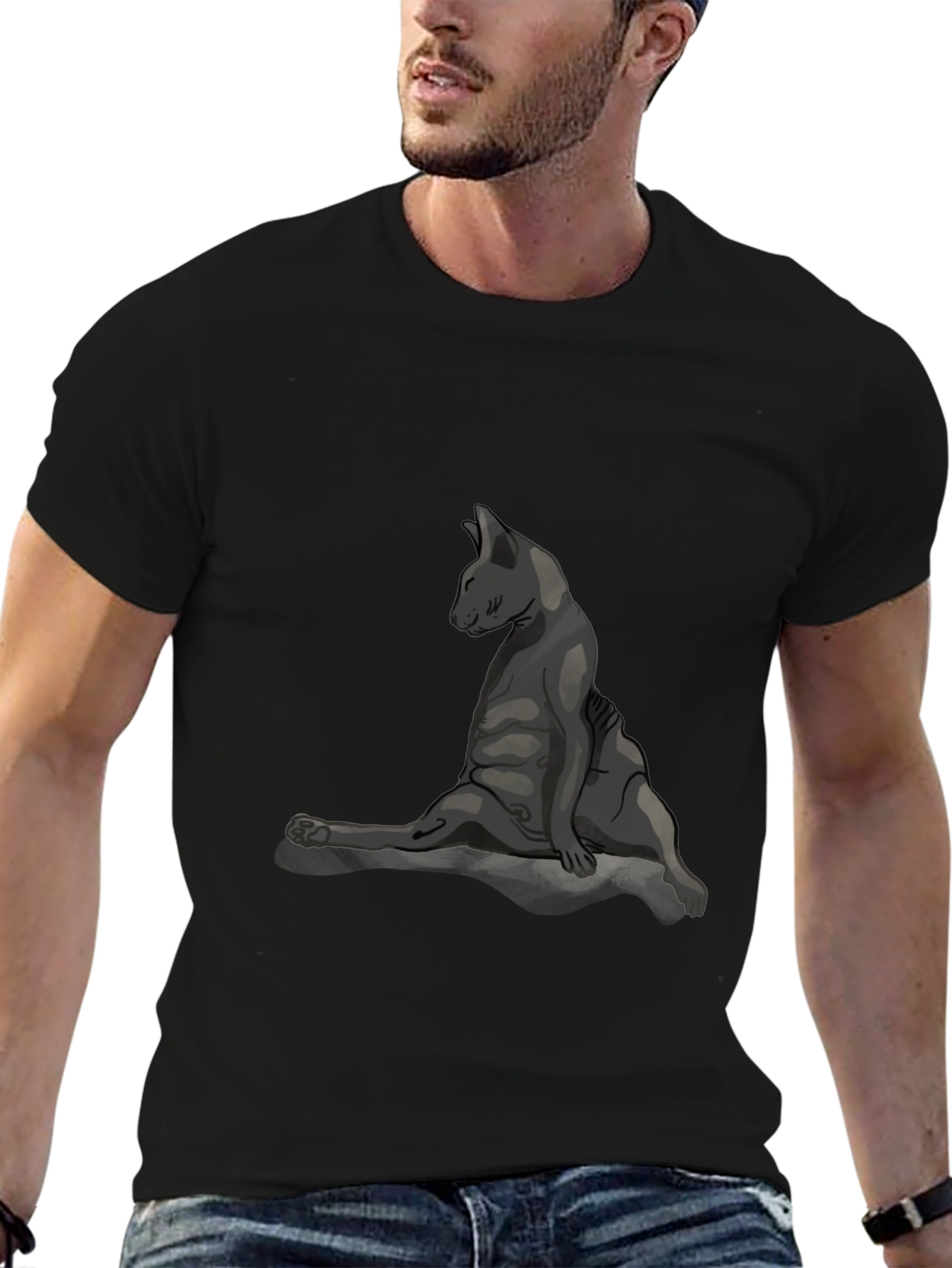 Cat Yoga Pose Graphic Tee - Relaxed Fit
