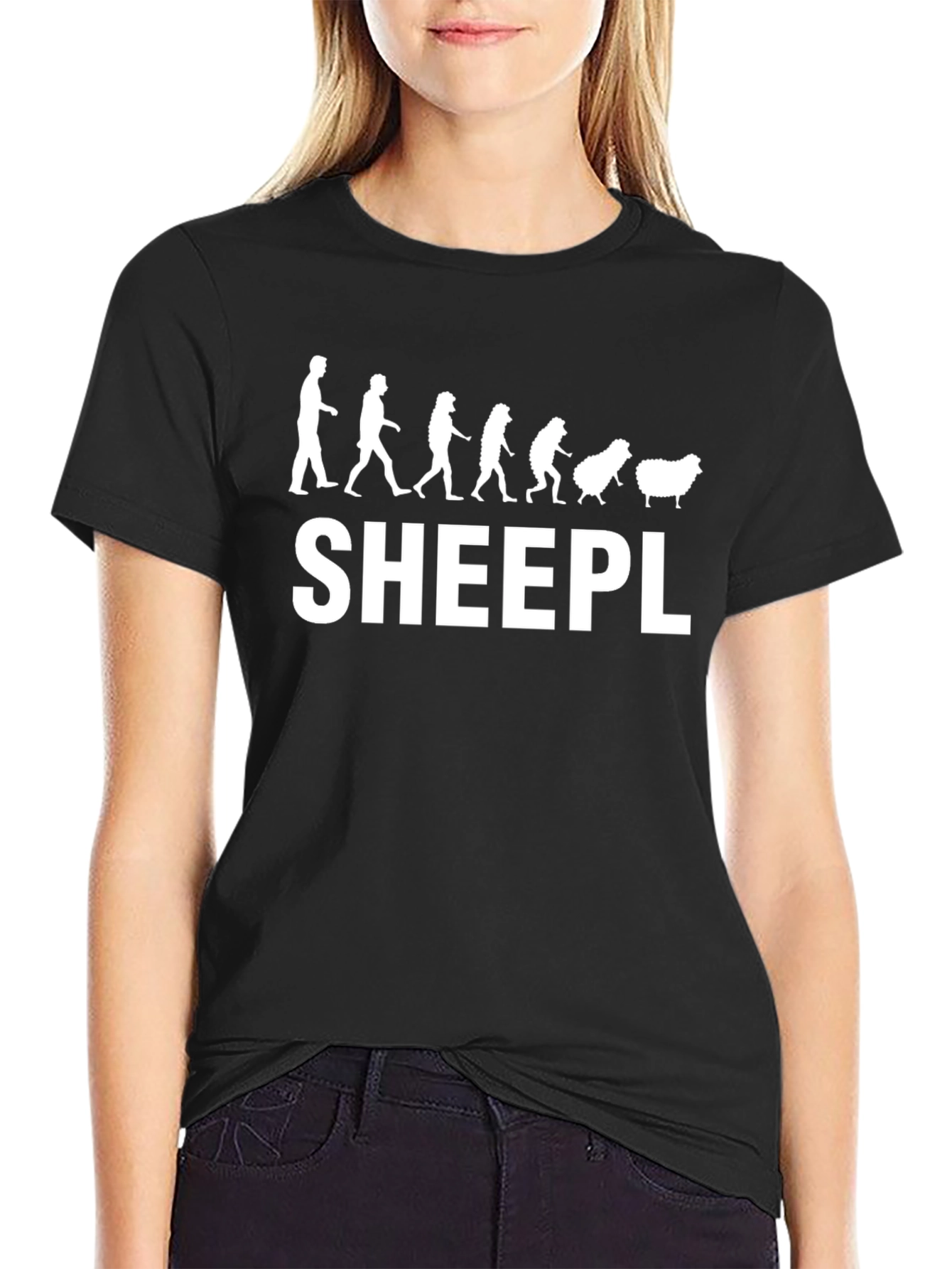 SHEEPL Evolution Black Graphic T-Shirt