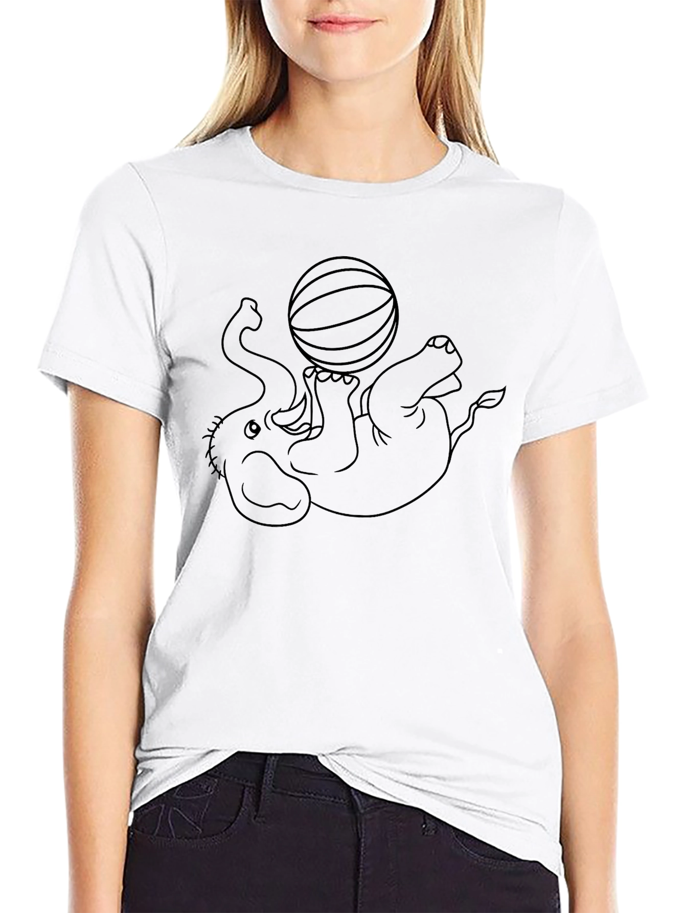 Elephant Ball Graphic Tee - Black Cotton Comfort