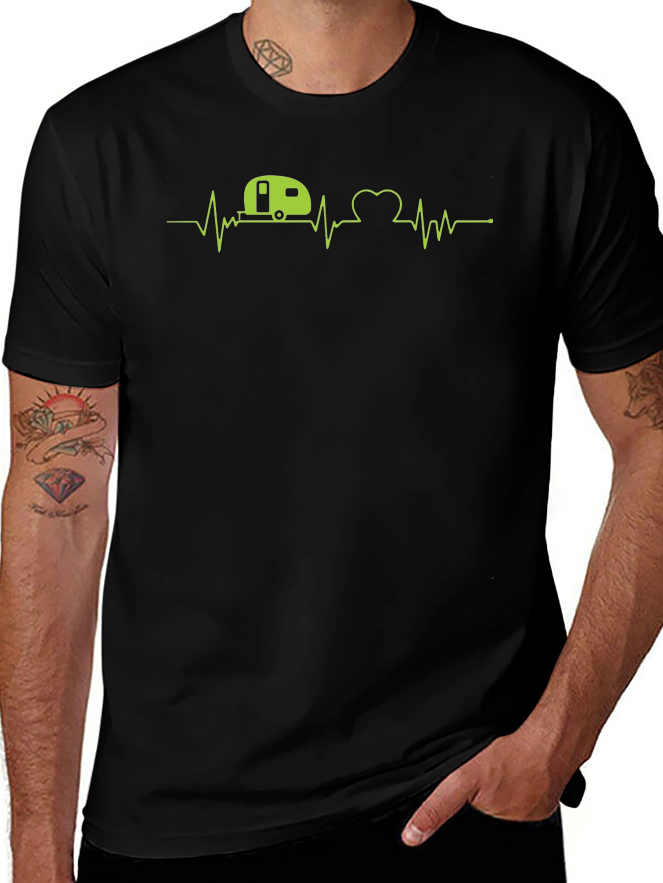 Camper Heartbeat T-Shirt - Adventure Awaits!