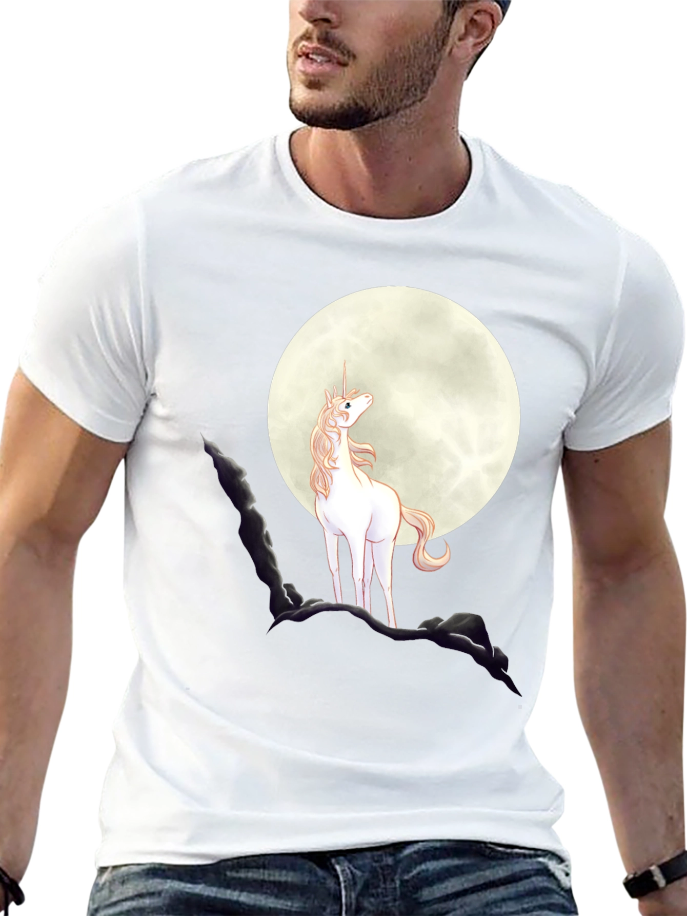 Unicorn Moon Graphic Tee - Black
