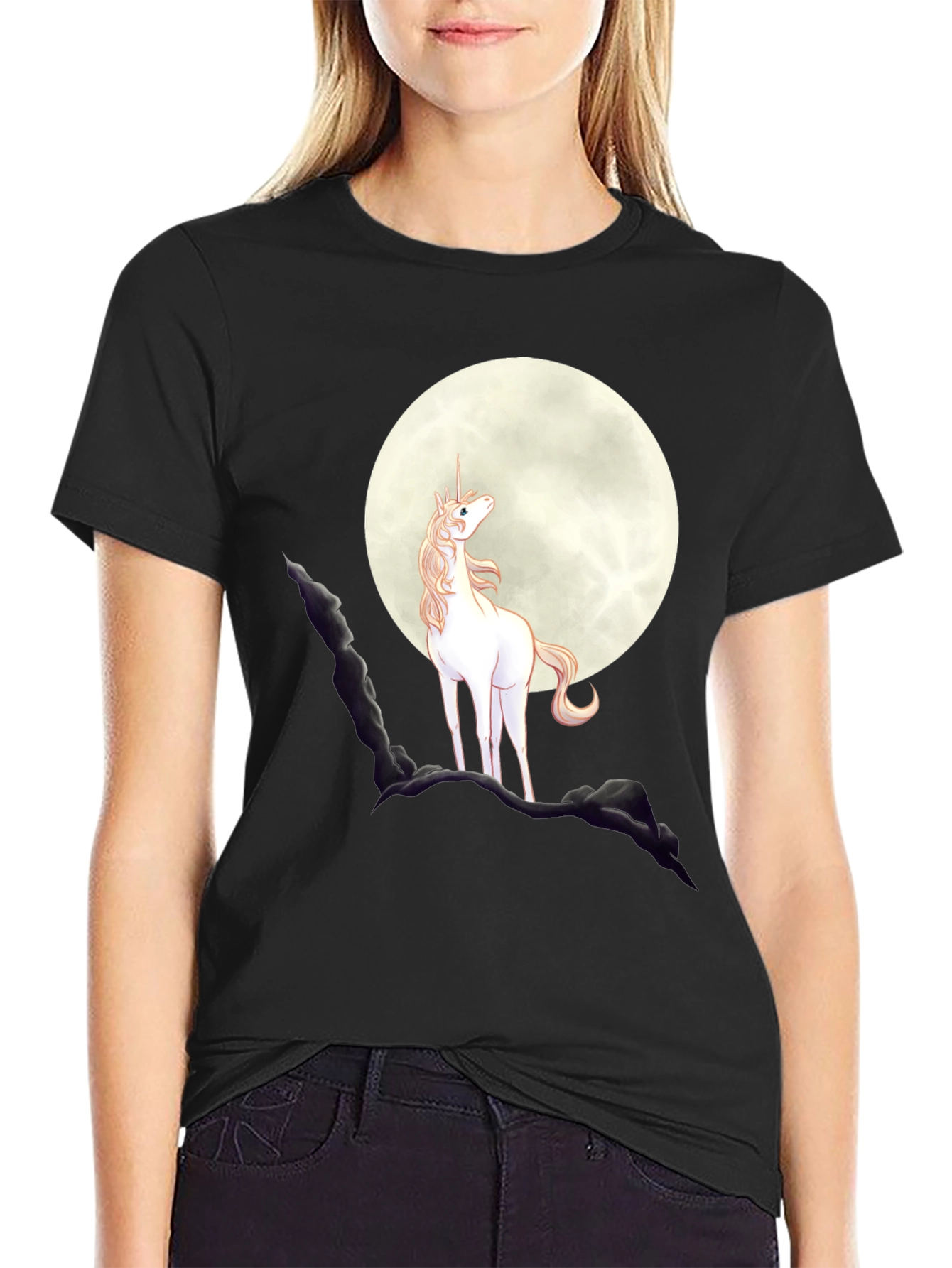 Unicorn Moon Graphic Tee - Black