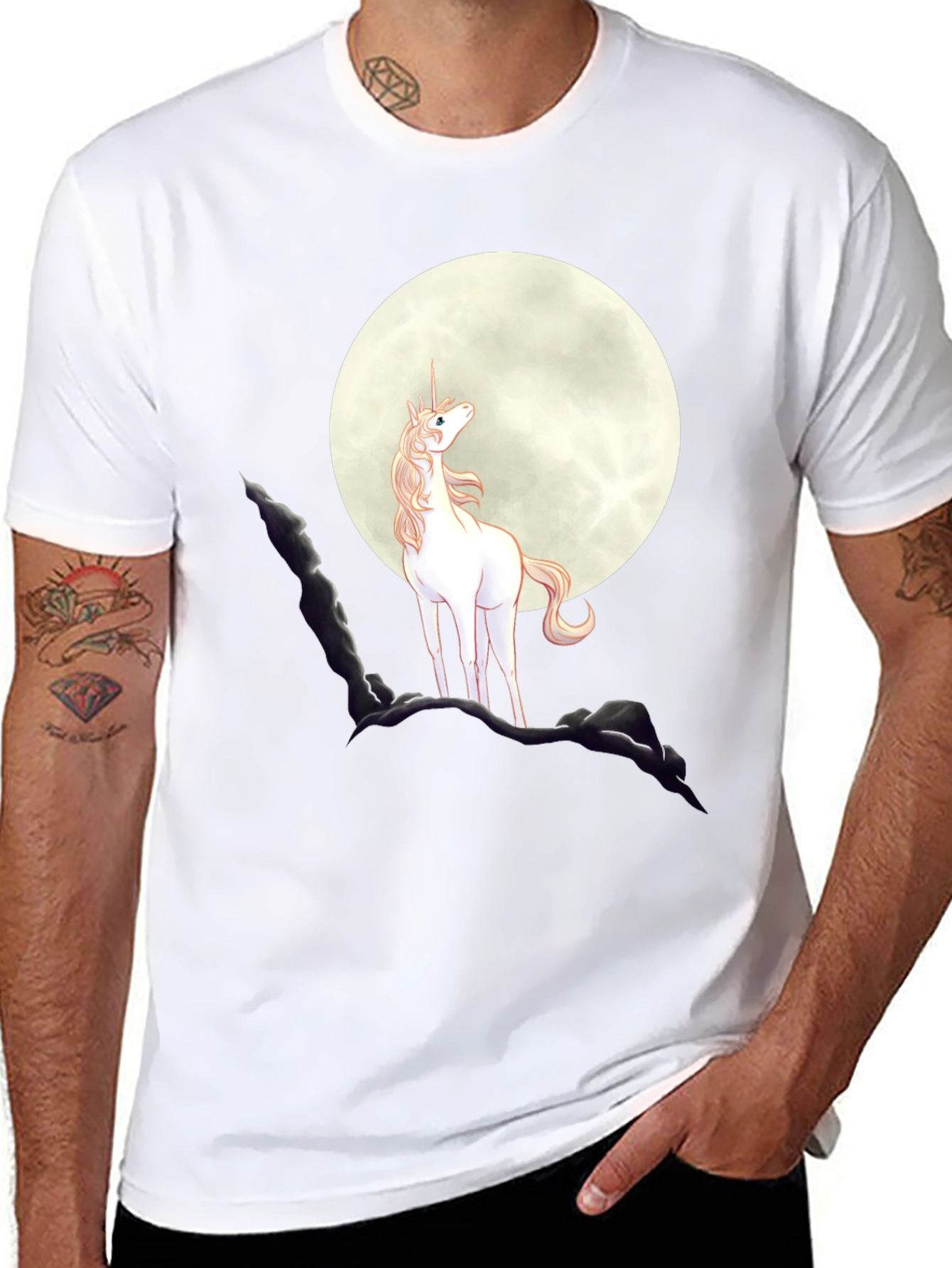 Unicorn Moon Graphic Tee - Black
