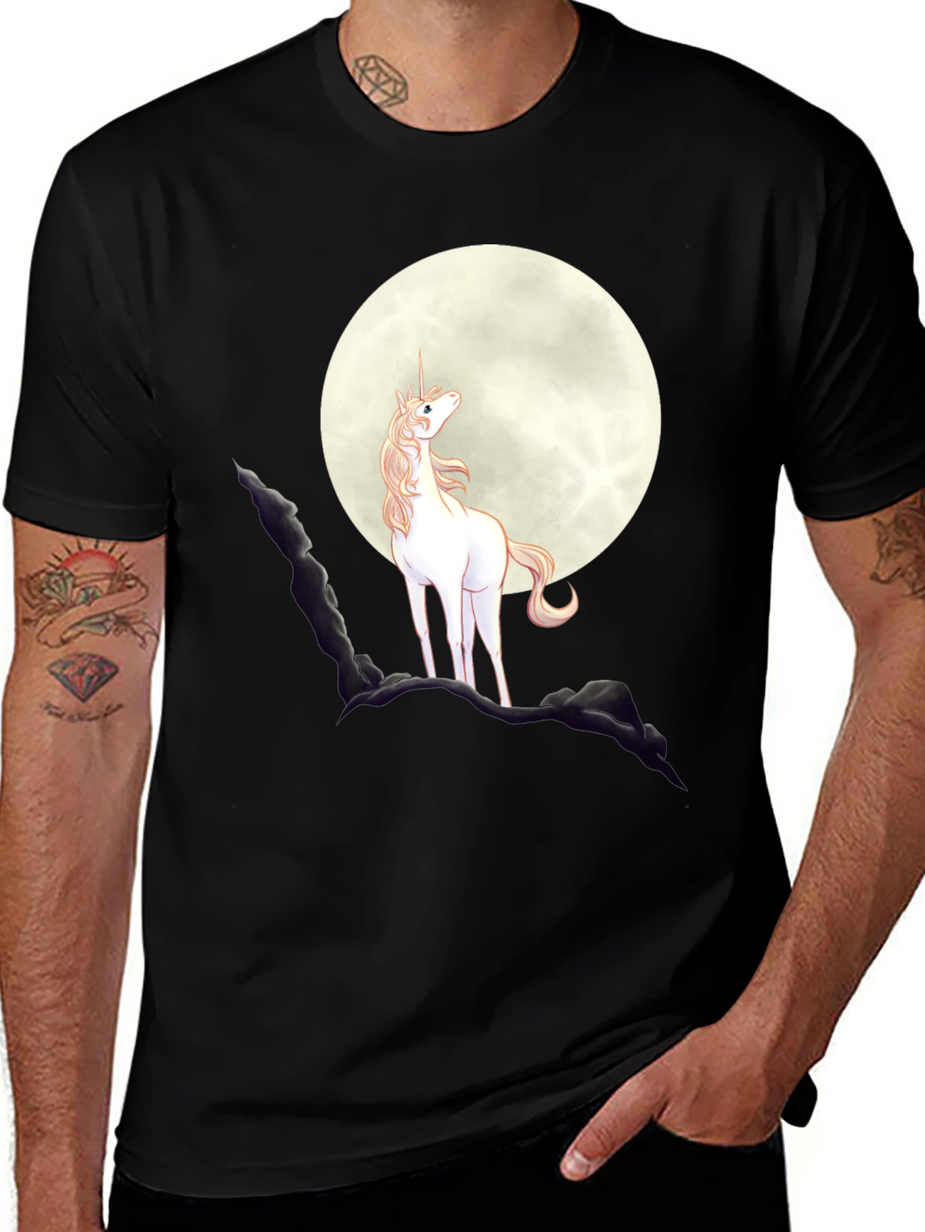 Unicorn Moon Graphic Tee - Black
