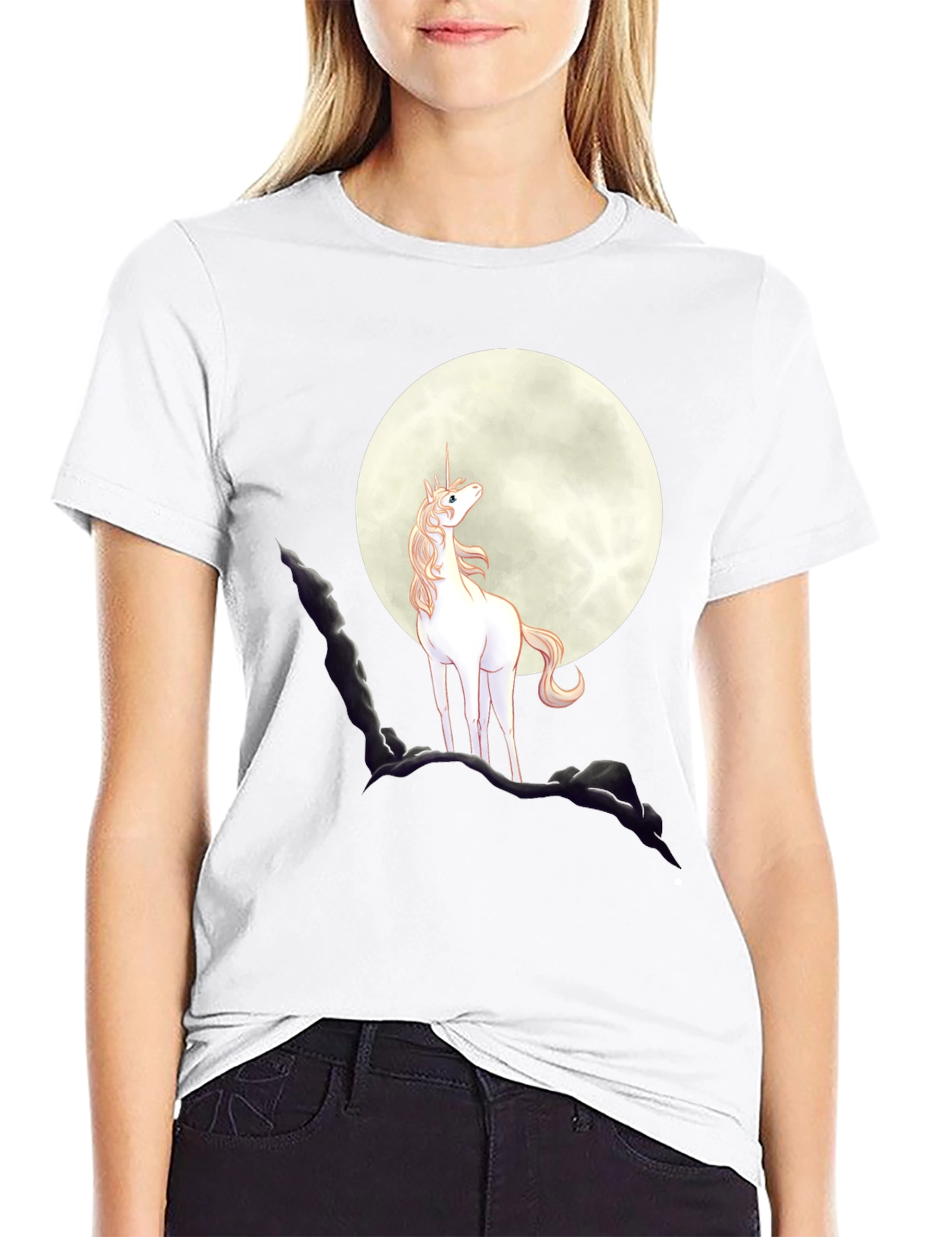 Unicorn Moon Graphic Tee - Black