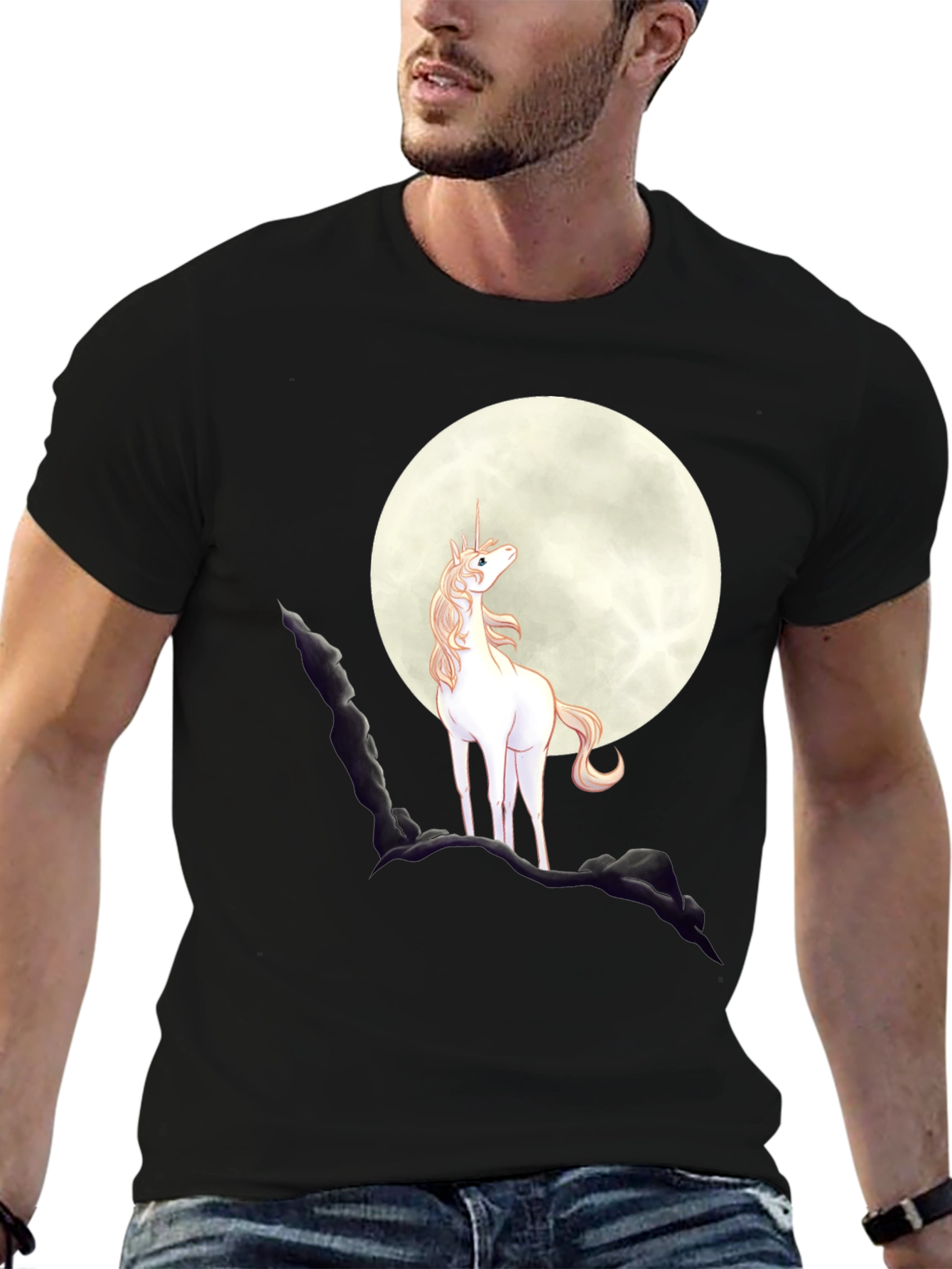Unicorn Moon Graphic Tee - Black
