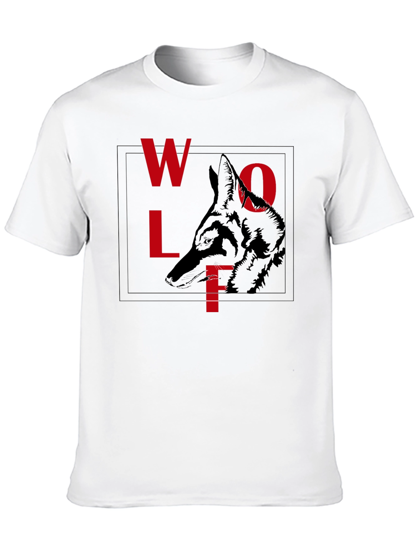 Wolf Graphic Tee - Red Letter Print Black Shirt