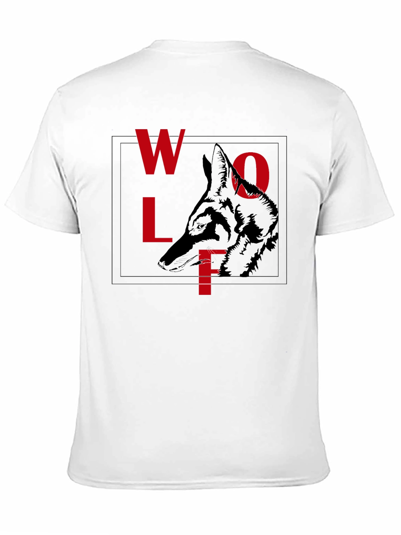 Wolf Graphic Tee - Red Letter Print Black Shirt