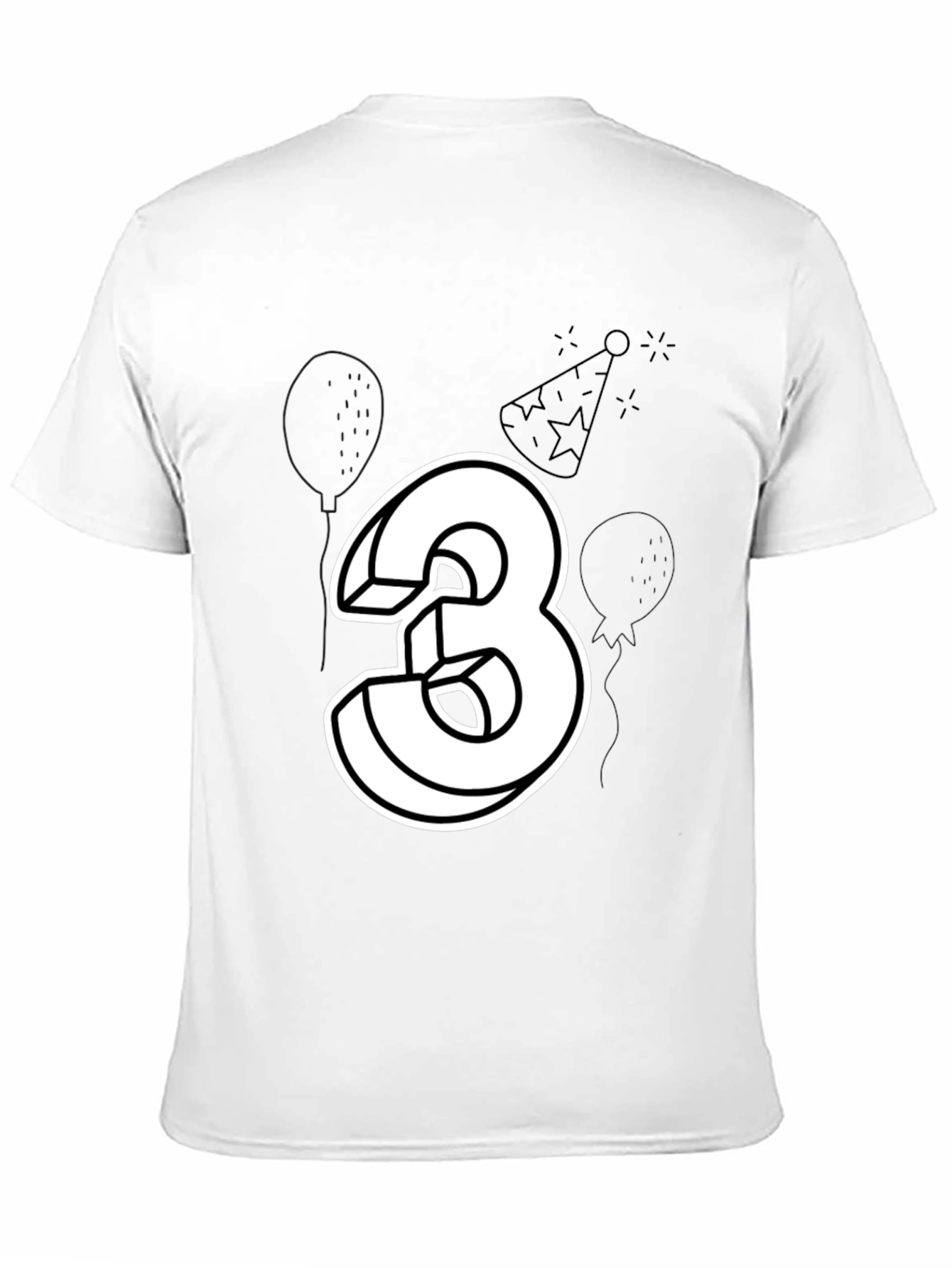 Birthday Number 3 T-Shirt - Black Cotton Tee