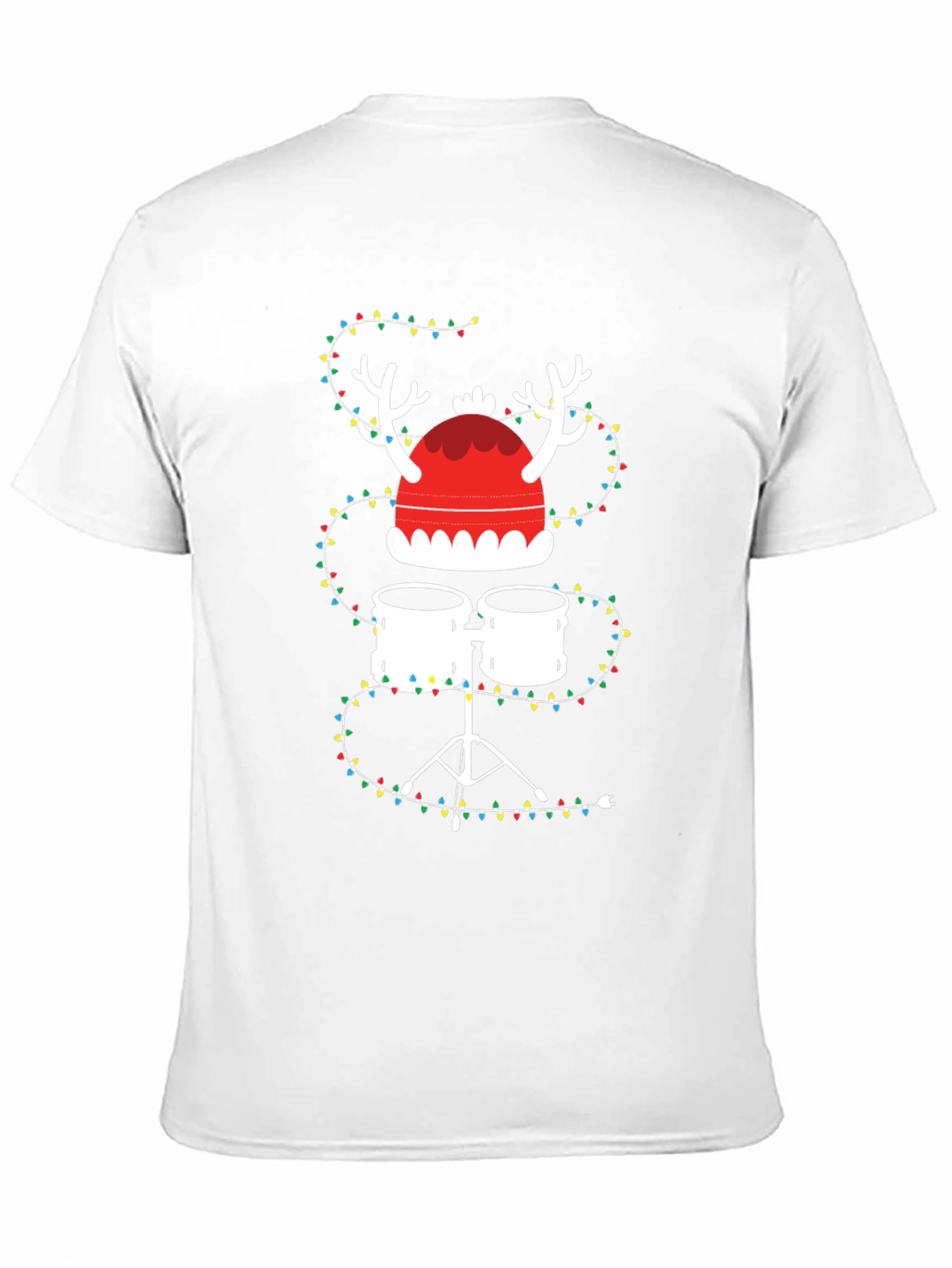Drum Set Christmas Tee with Lights and Reindeer Hat