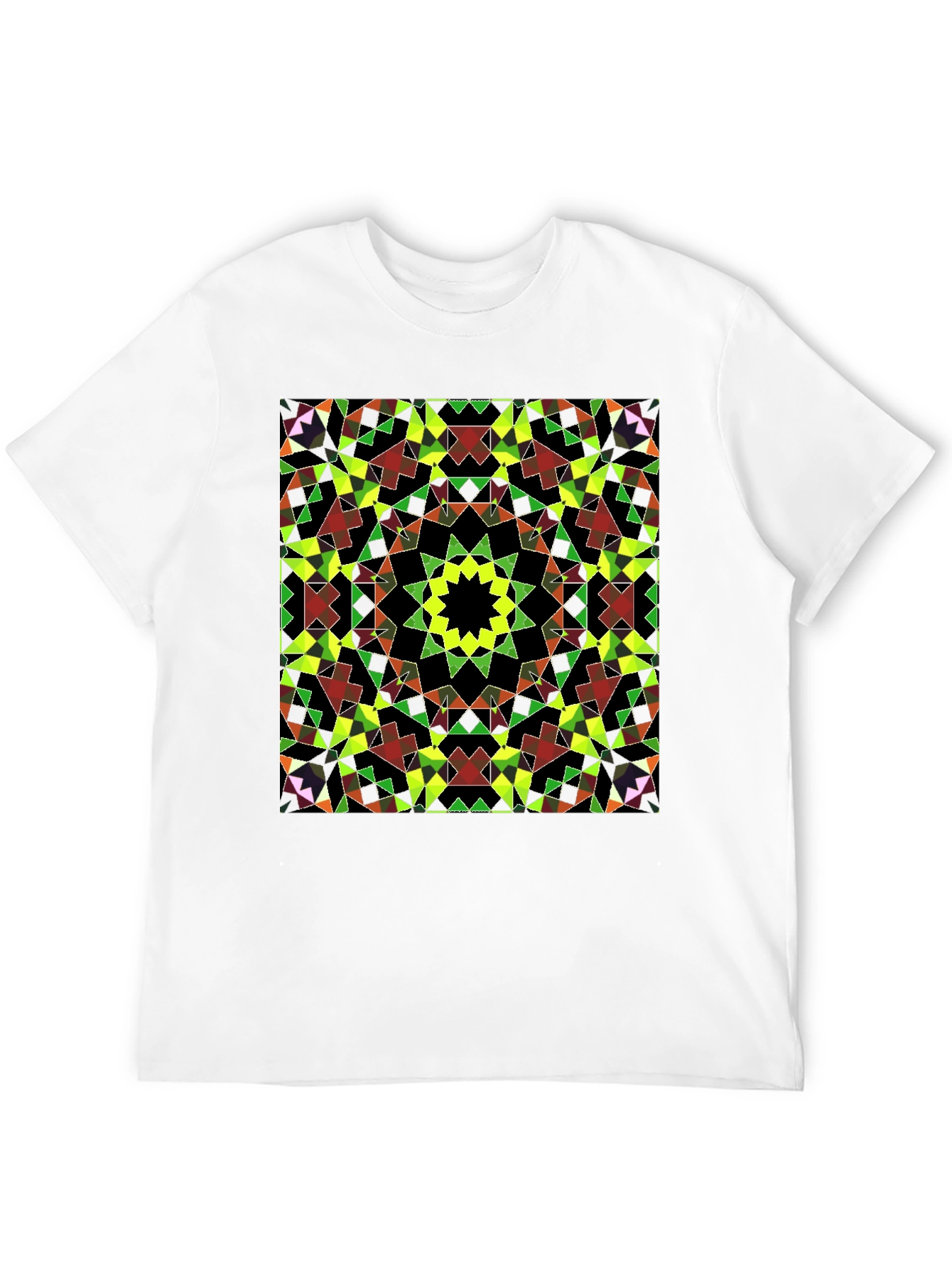 Geometric Mosaic Print Black T-Shirt