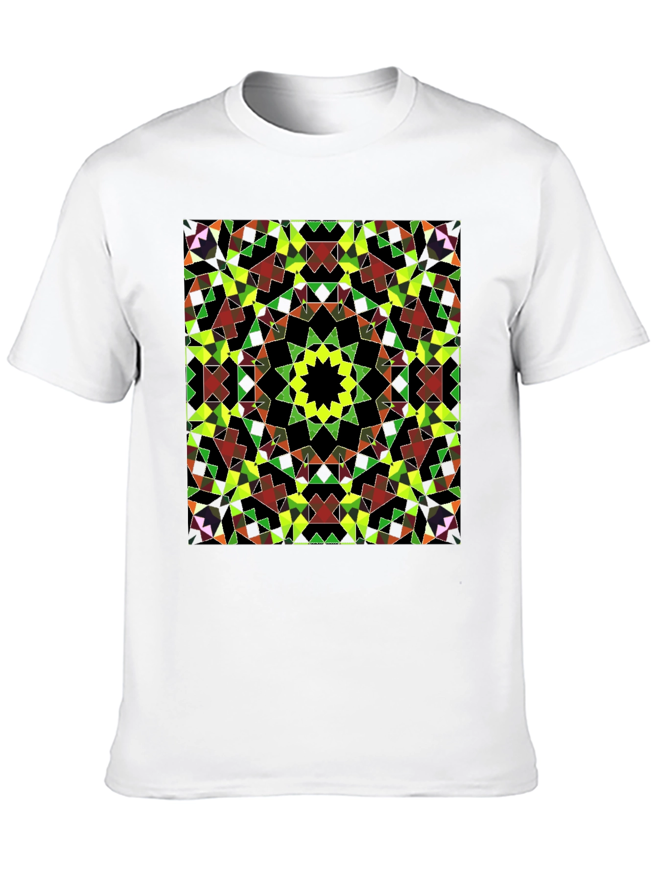 Geometric Mosaic Print Black T-Shirt