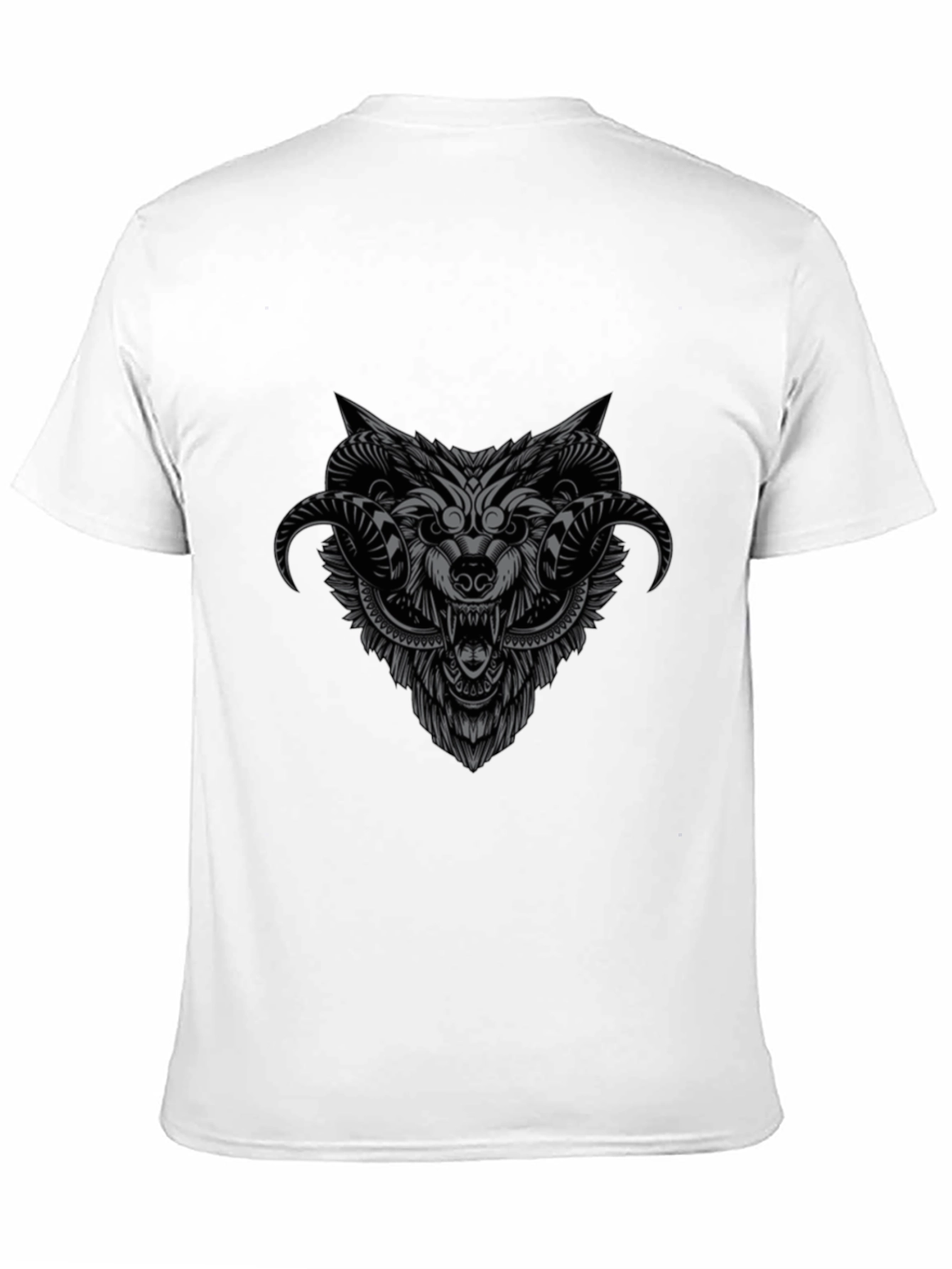 Wolf Head Graphic Print Black T-Shirt