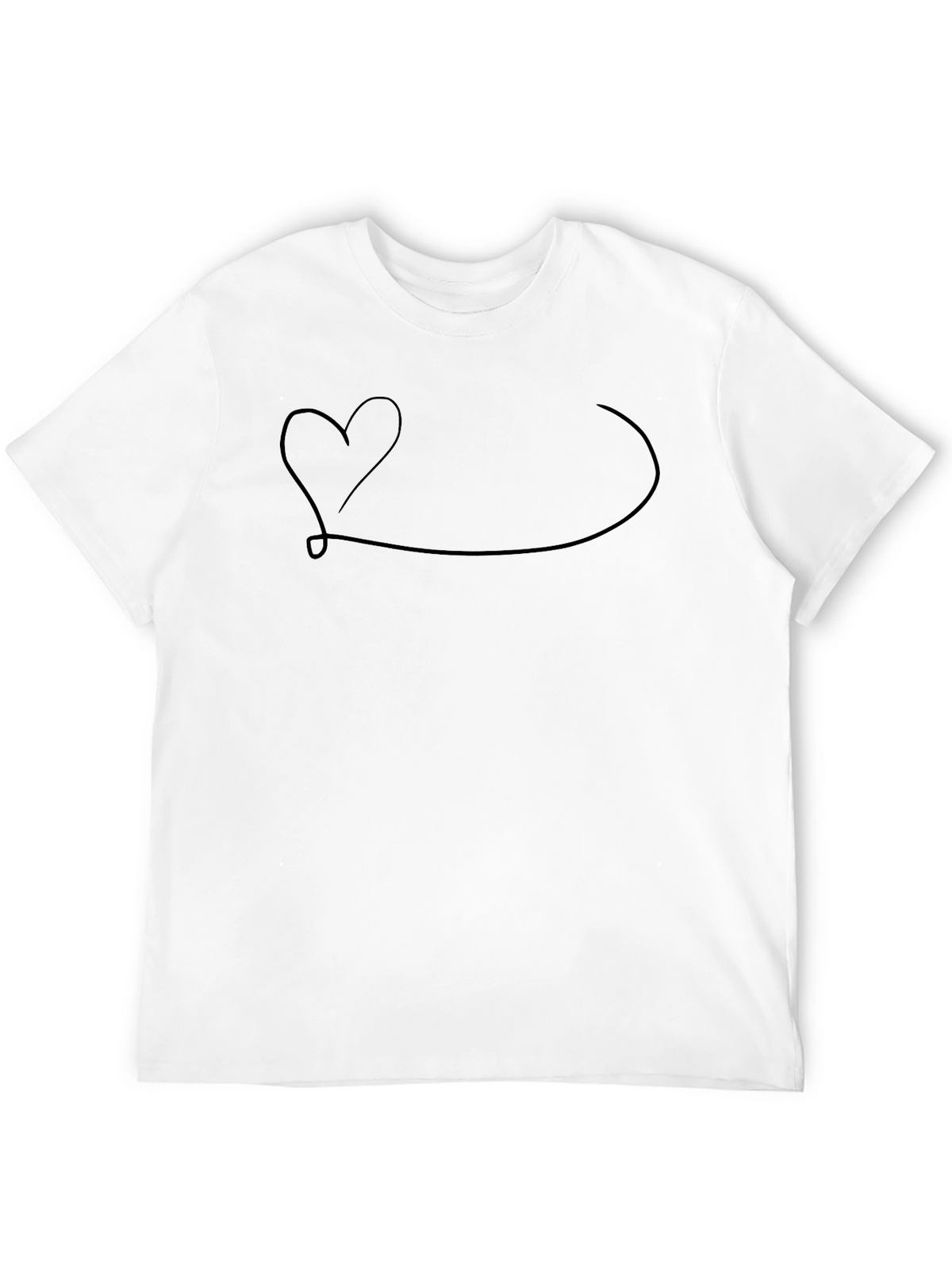 Heartbeat Line Art Graphic Tee - Casual Black T-Shirt