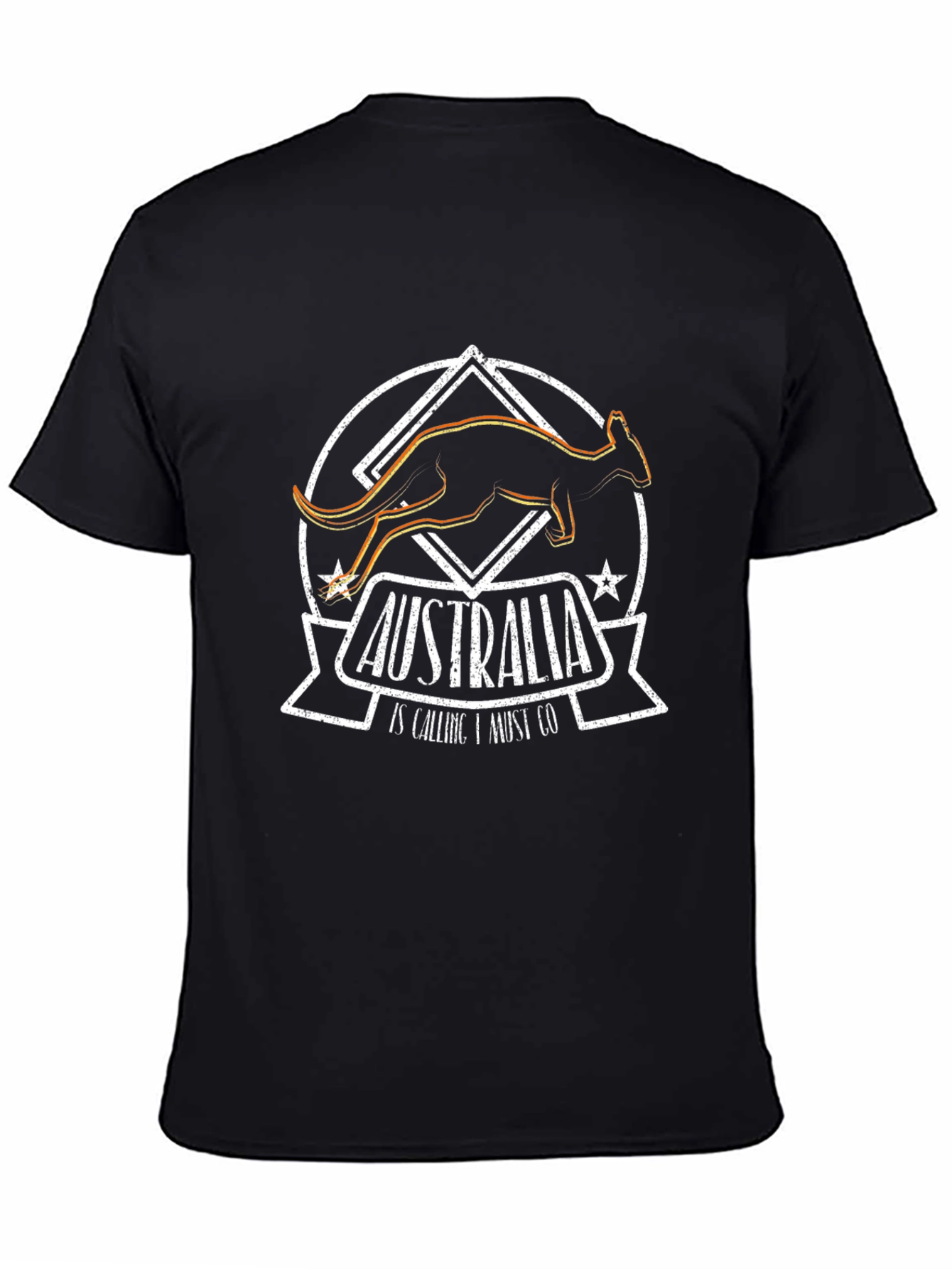 Australia Kangaroo Graphic Print Black T-Shirt