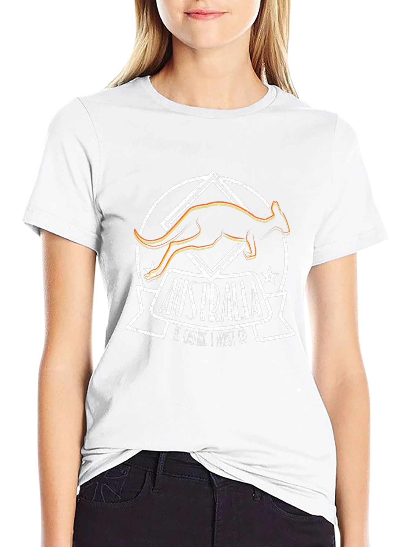 Australia Kangaroo Graphic Print Black T-Shirt