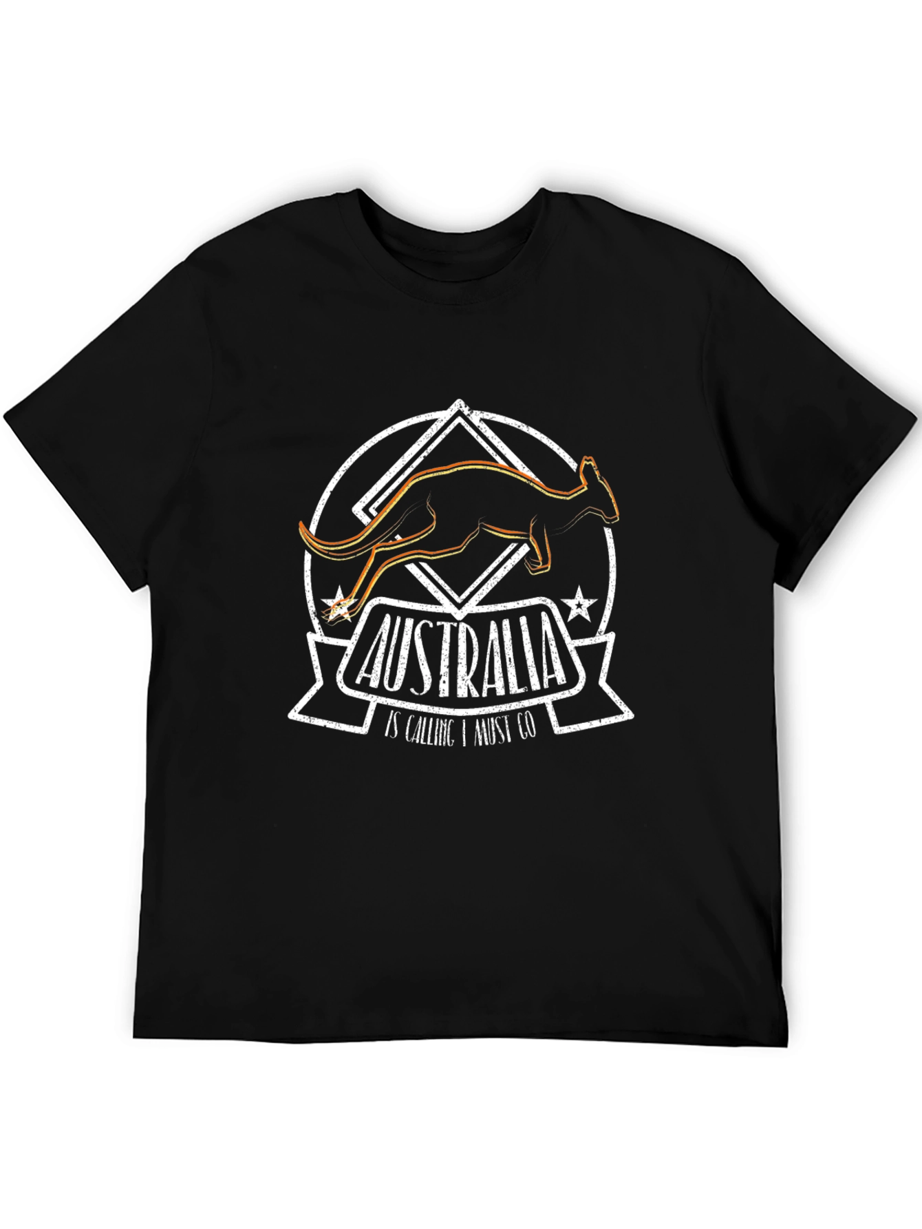 Australia Kangaroo Graphic Print Black T-Shirt