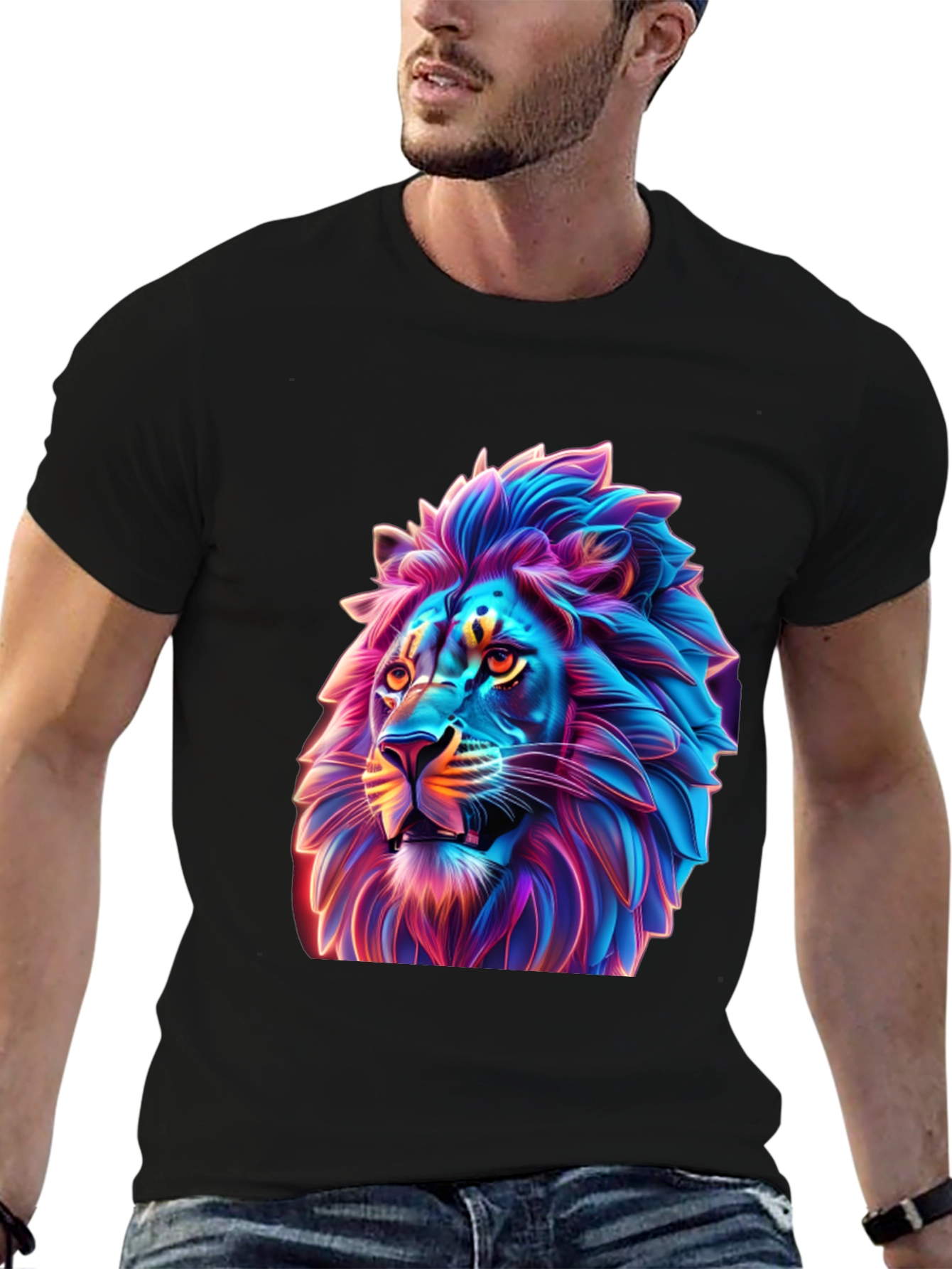 Neon Lion Graphic T-Shirt - Bold Style