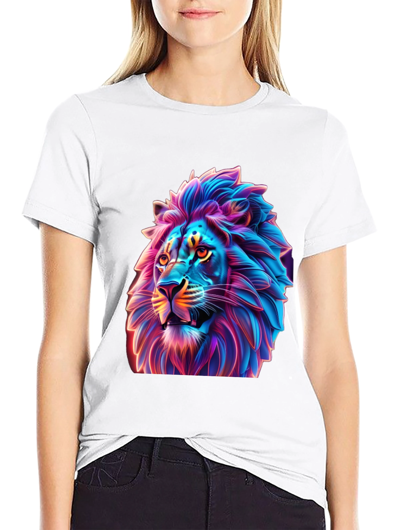 Neon Lion Graphic T-Shirt - Bold Style